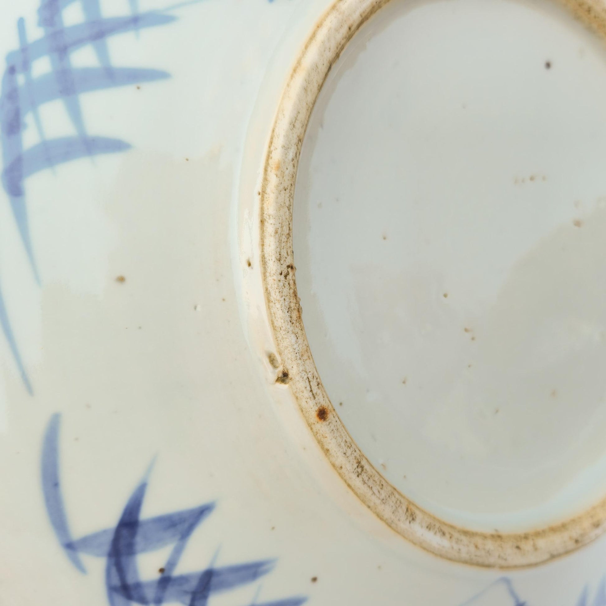 Chinese 19thC. Blue and White Birds and Flowers Garden Scene Porcelain Charger / Dish Qing Mollaris.com 