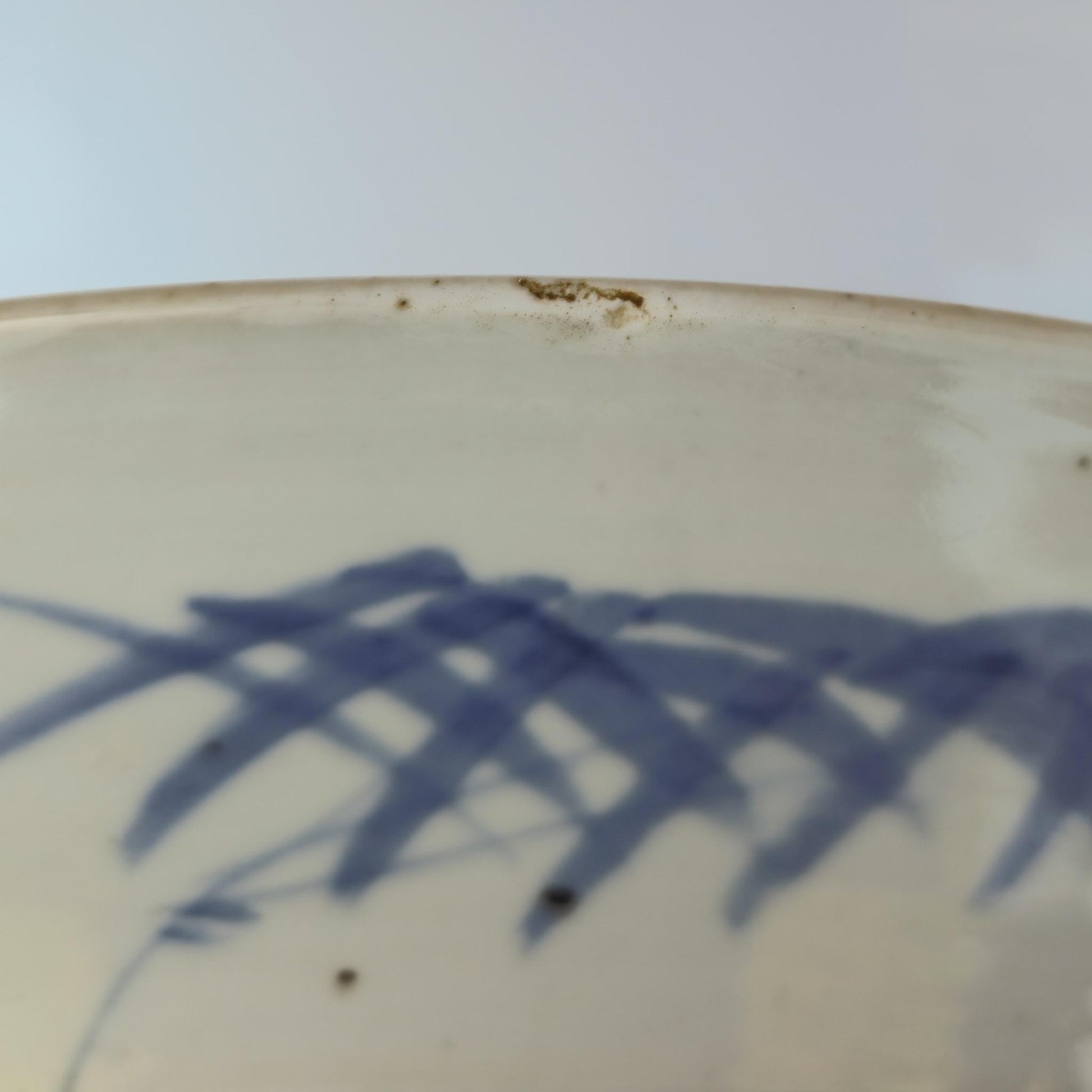 Chinese 19thC. Blue and White Birds and Flowers Garden Scene Porcelain Charger / Dish Qing Mollaris.com 