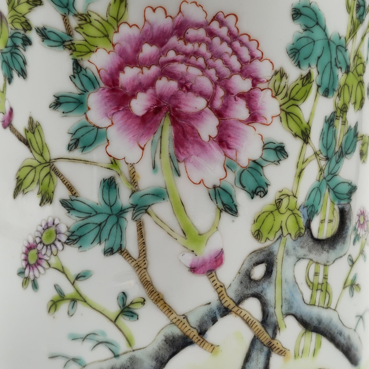 Chinese 20thC. Famille Rose Hongxian Marked Sleeve Vase With Flowers and Bats, Republic Period Mollaris.com 