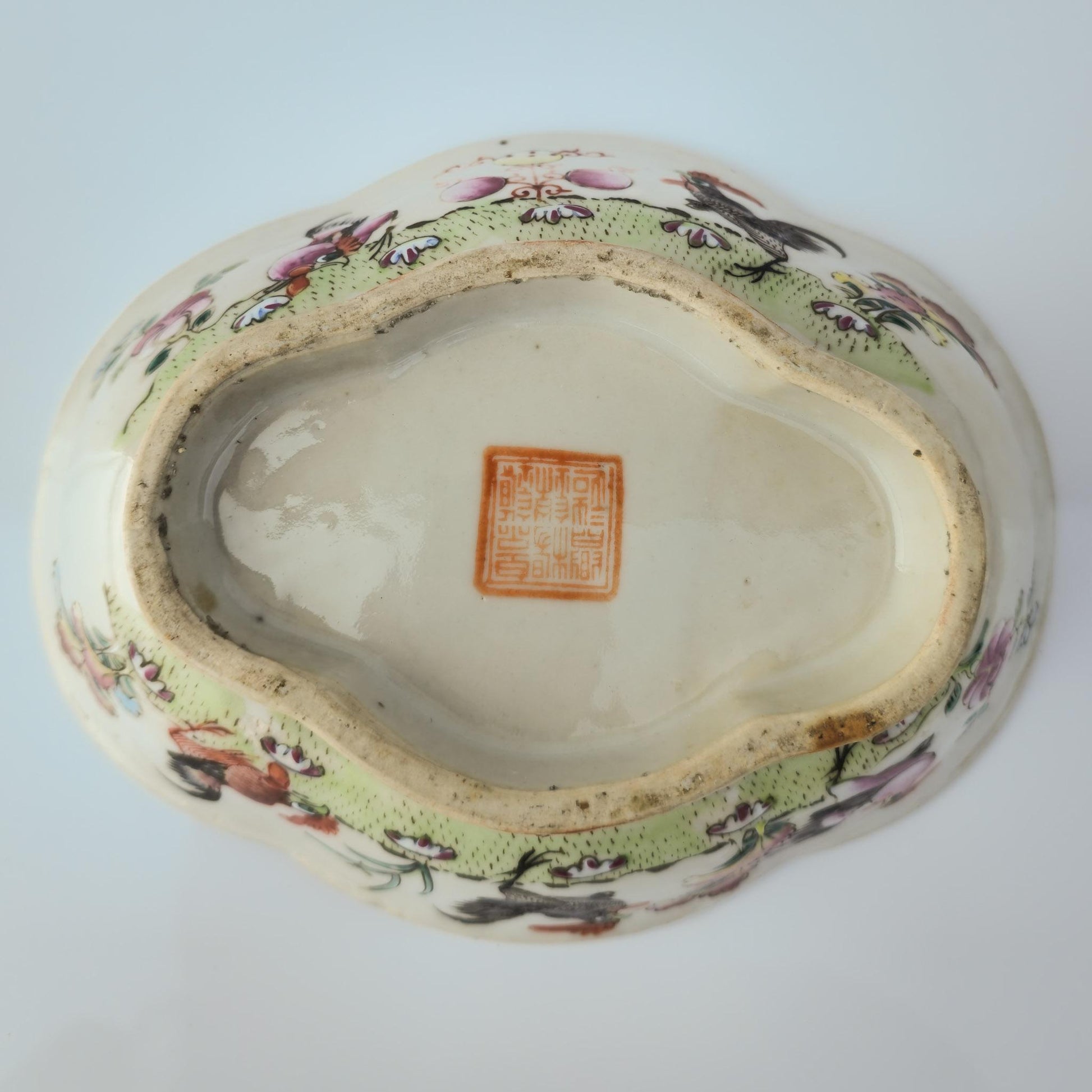 Chinese 20thC. Famille Rose Rooster Bowl, Late Qing / Republic Period Mollaris.com 