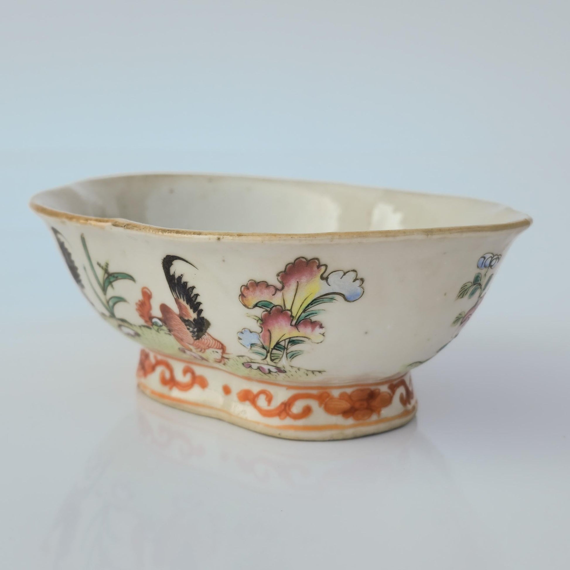 Chinese 20thC. Famille Rose Rooster Bowl, Late Qing / Republic Period Mollaris.com 