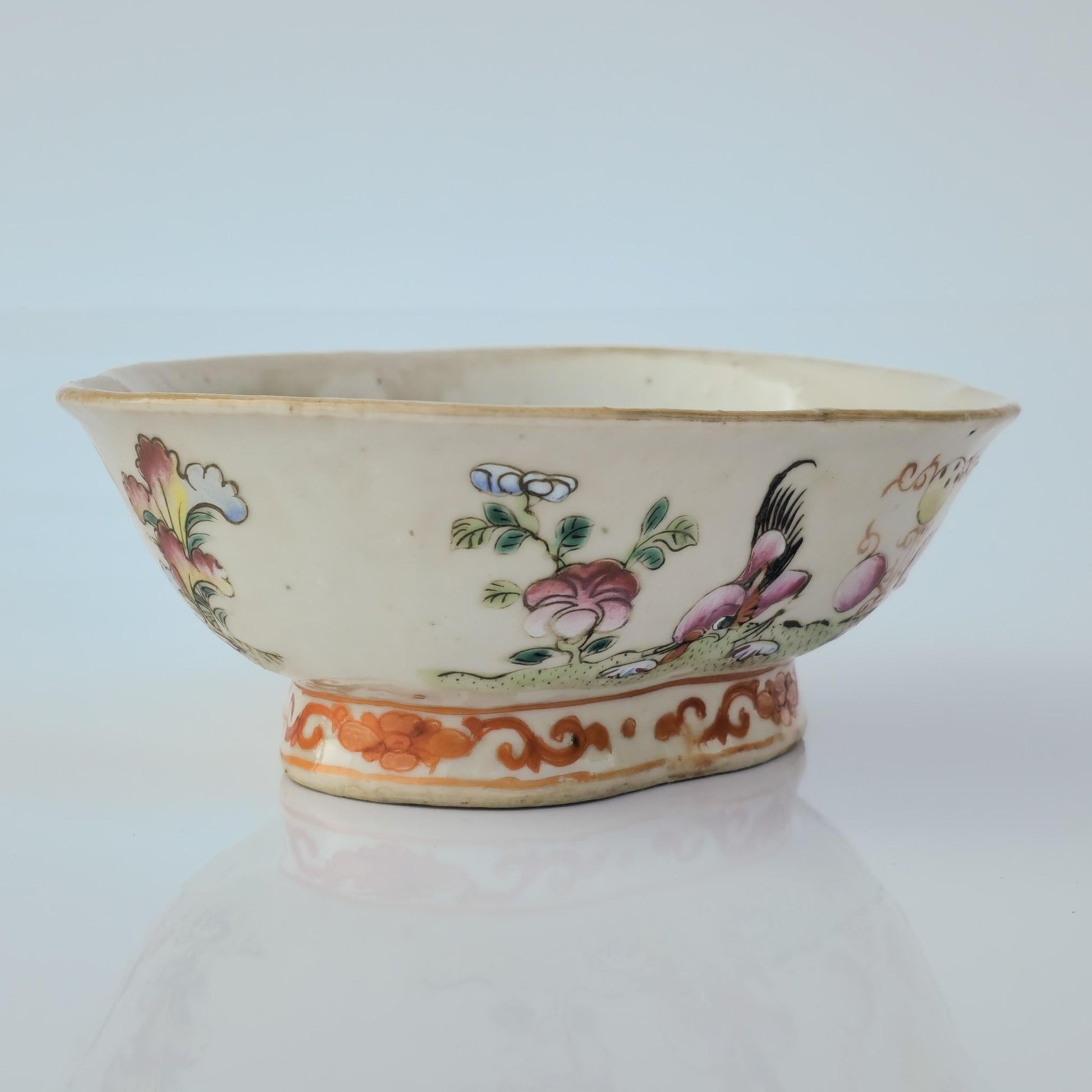 Chinese 20thC. Famille Rose Rooster Bowl, Late Qing / Republic Period Mollaris.com 