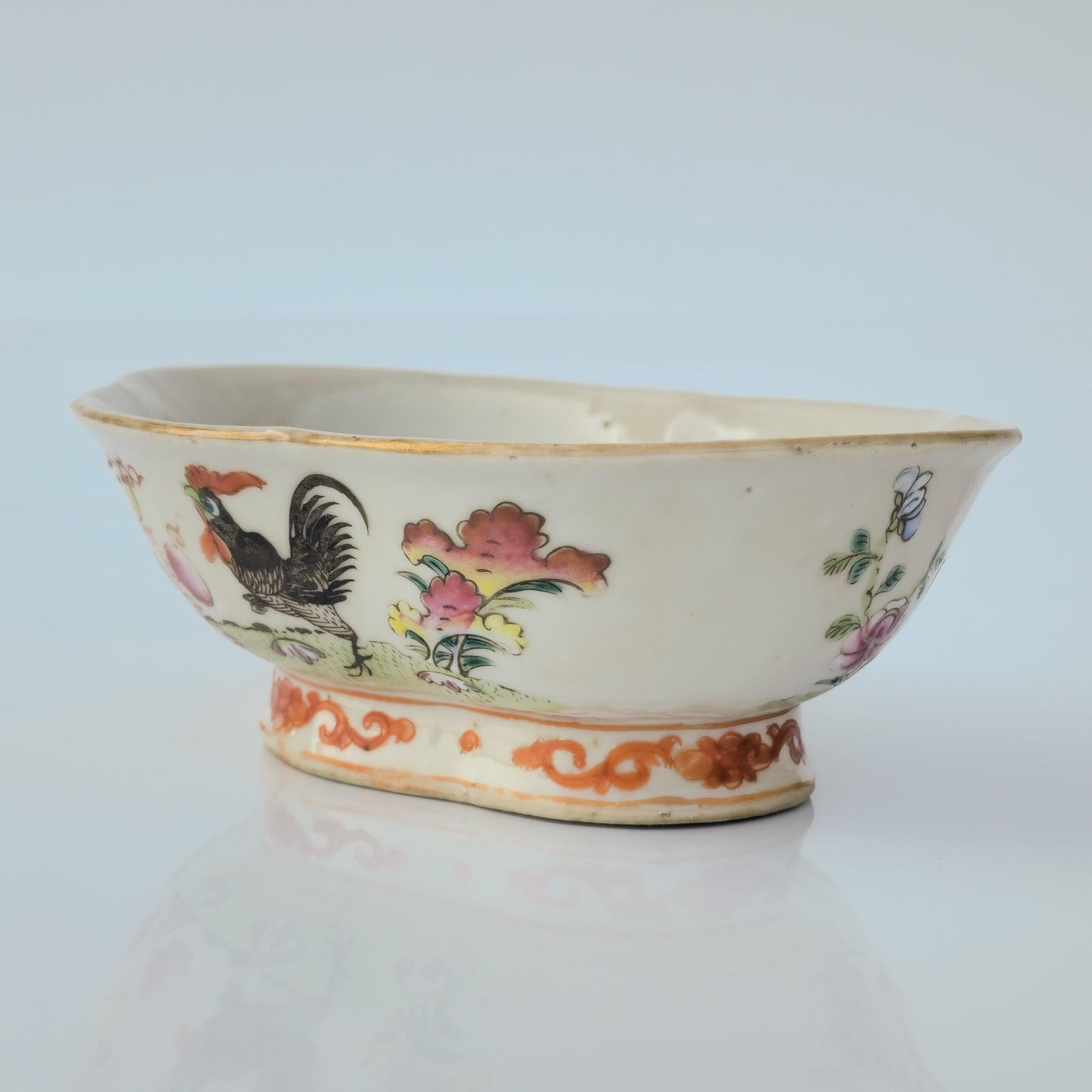 Chinese 20thC. Famille Rose Rooster Bowl, Late Qing / Republic Period Mollaris.com 
