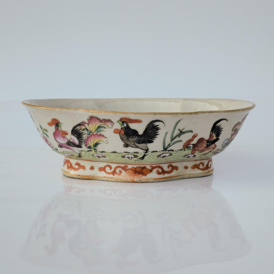 Chinese 20thC. Famille Rose Rooster Bowl, Late Qing / Republic Period Mollaris.com 