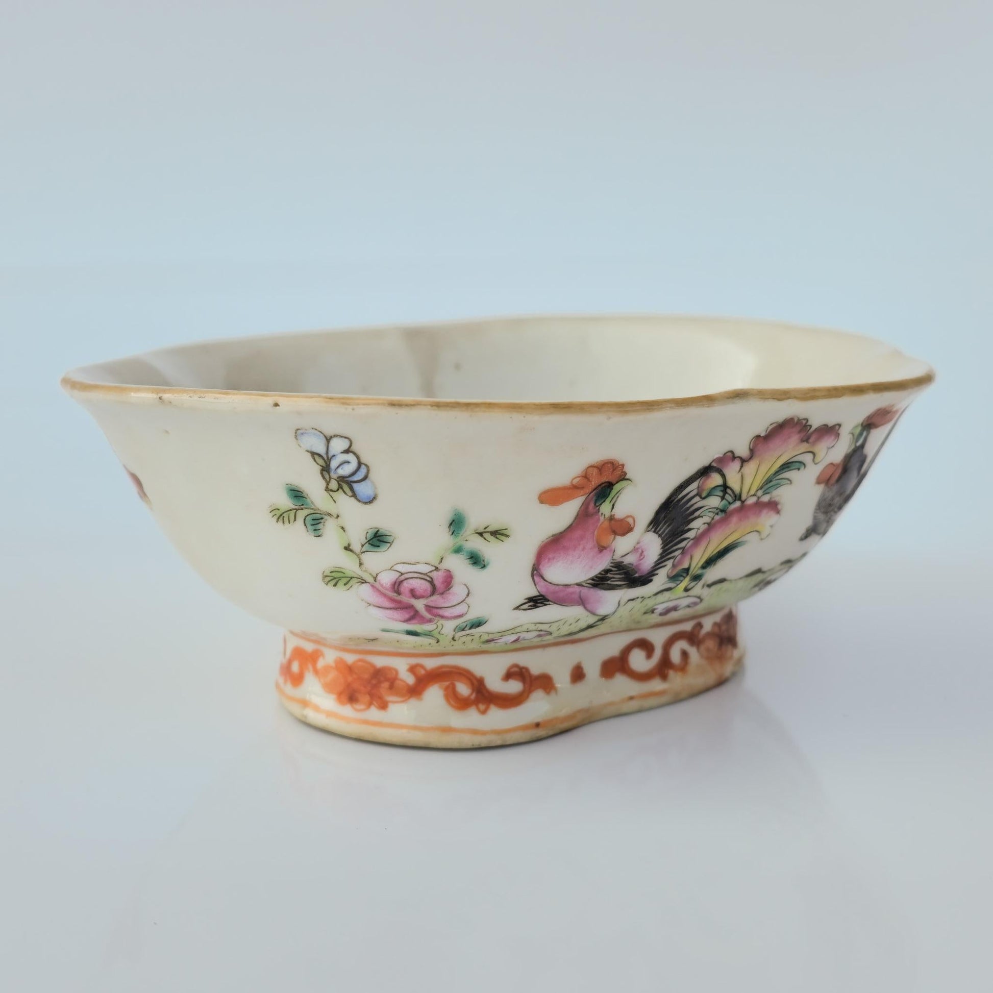 Chinese 20thC. Famille Rose Rooster Bowl, Late Qing / Republic Period Mollaris.com 