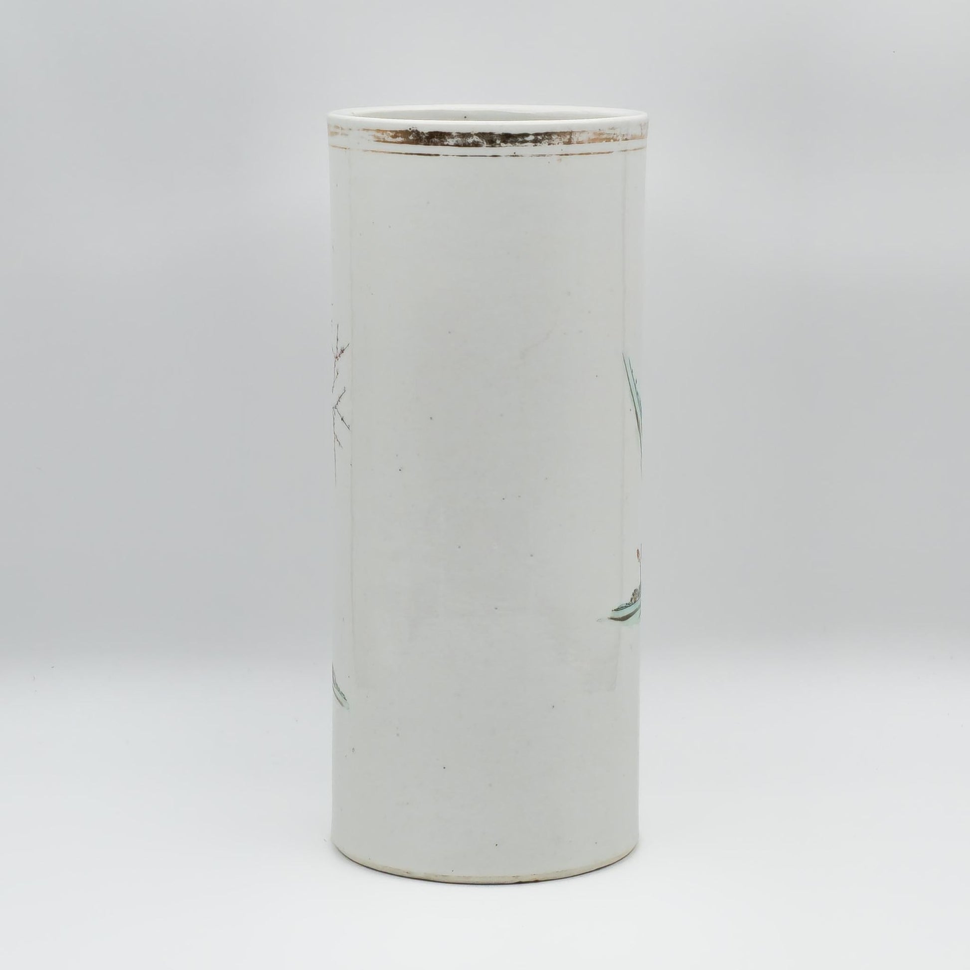 Chinese 20thC. Famille Rose Sleeve Vase with Women in Garden Setting, Republic Period Mollaris.com 
