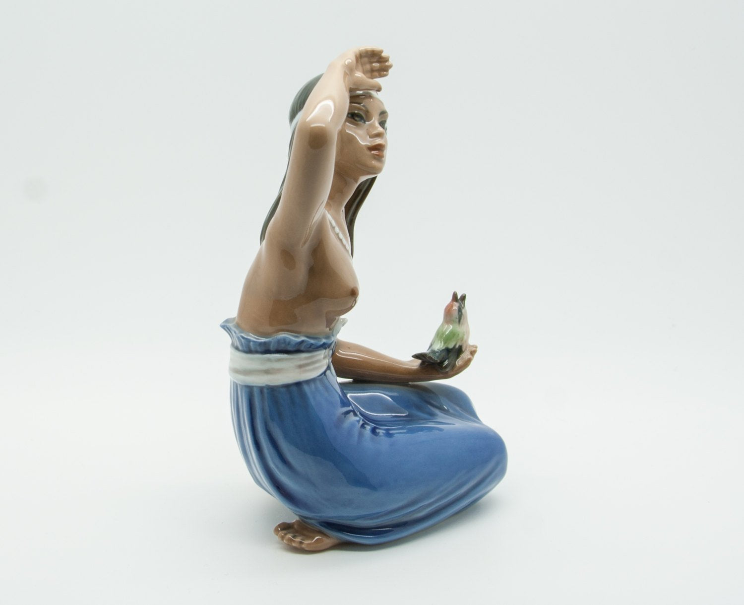 DAHL JENSEN Decorated Porcelain Hawaiian Girl Figurine # 1268 Mollaris.com 