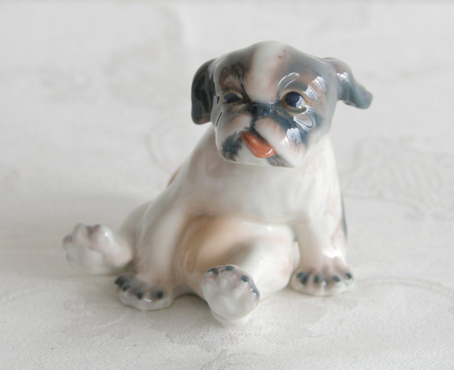 DAHL JENSEN Decorated Porcelain Pekingese Puppy Figurine # 1134 Mollaris.com 