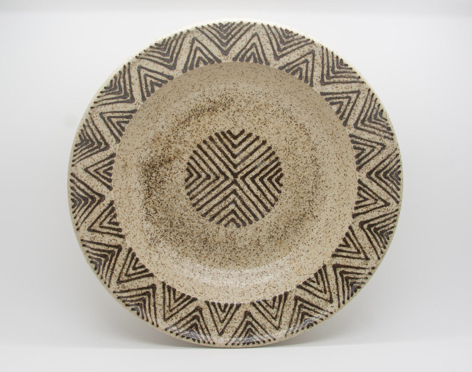 DANIEL POST Large Geometric Decorated Stoneware Bowl Mollaris.com 