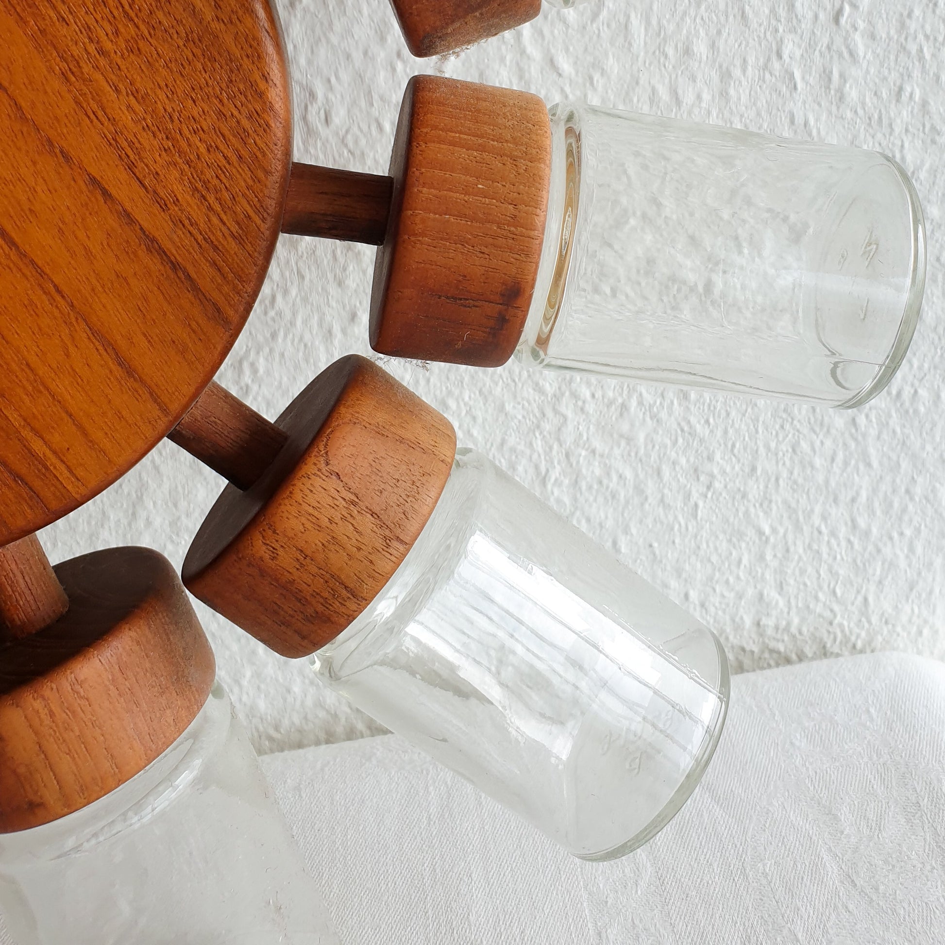 DIGSMED Danish Teak Spice Rack Wheel with 12 Glass Jars Mollaris.com 