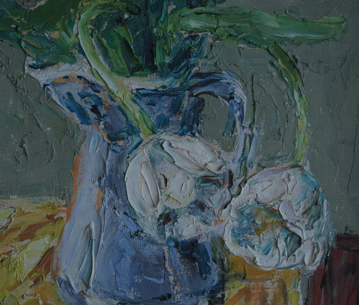 EINAR JOHANSEN Impressionist Still Life Fruit White Tulips Flowers Painting Mollaris.com 