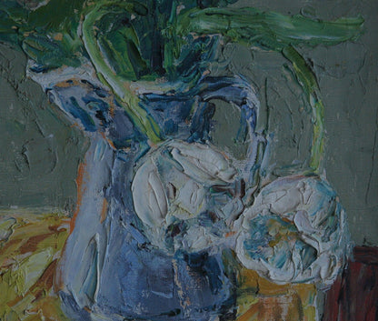 EINAR JOHANSEN Impressionist Still Life Fruit White Tulips Flowers Painting Mollaris.com 