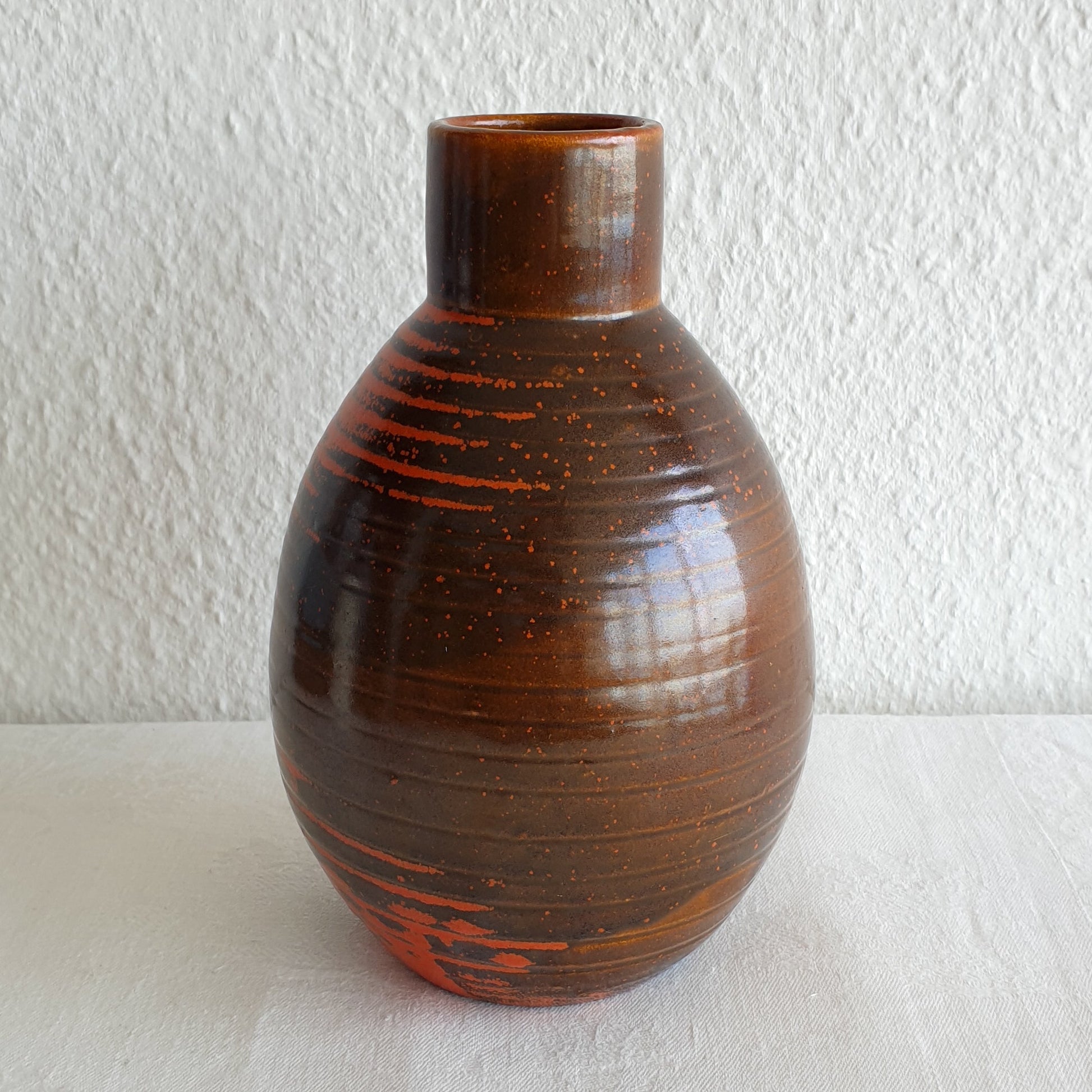 EJLER NIELSEN Lindelse Keramik Brown Orange Spotted Stoneware Jug Vase Mollaris.com 