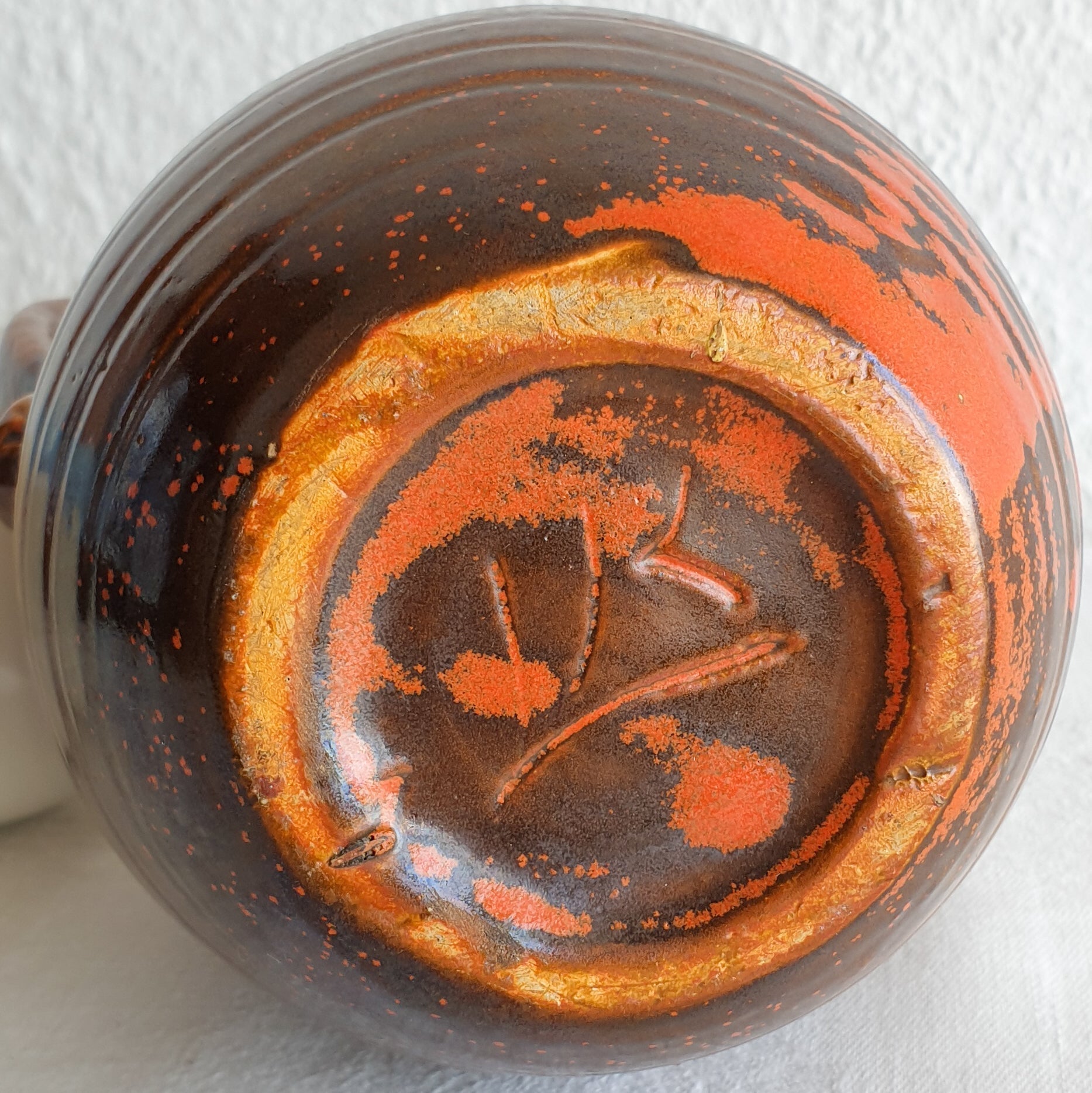 EJLER NIELSEN Lindelse Keramik Brown Orange Spotted Stoneware Jug Vase Mollaris.com 
