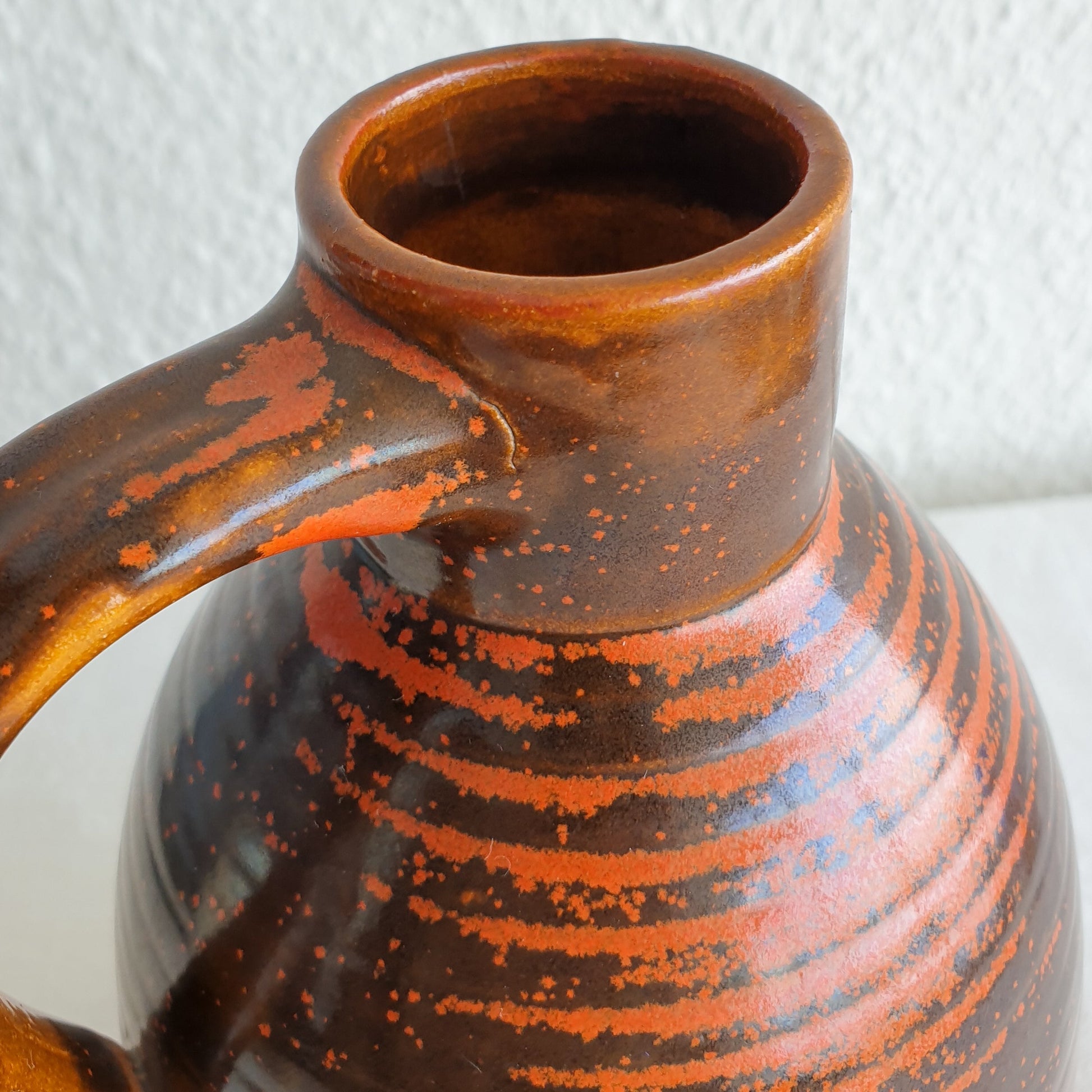 EJLER NIELSEN Lindelse Keramik Brown Orange Spotted Stoneware Jug Vase Mollaris.com 