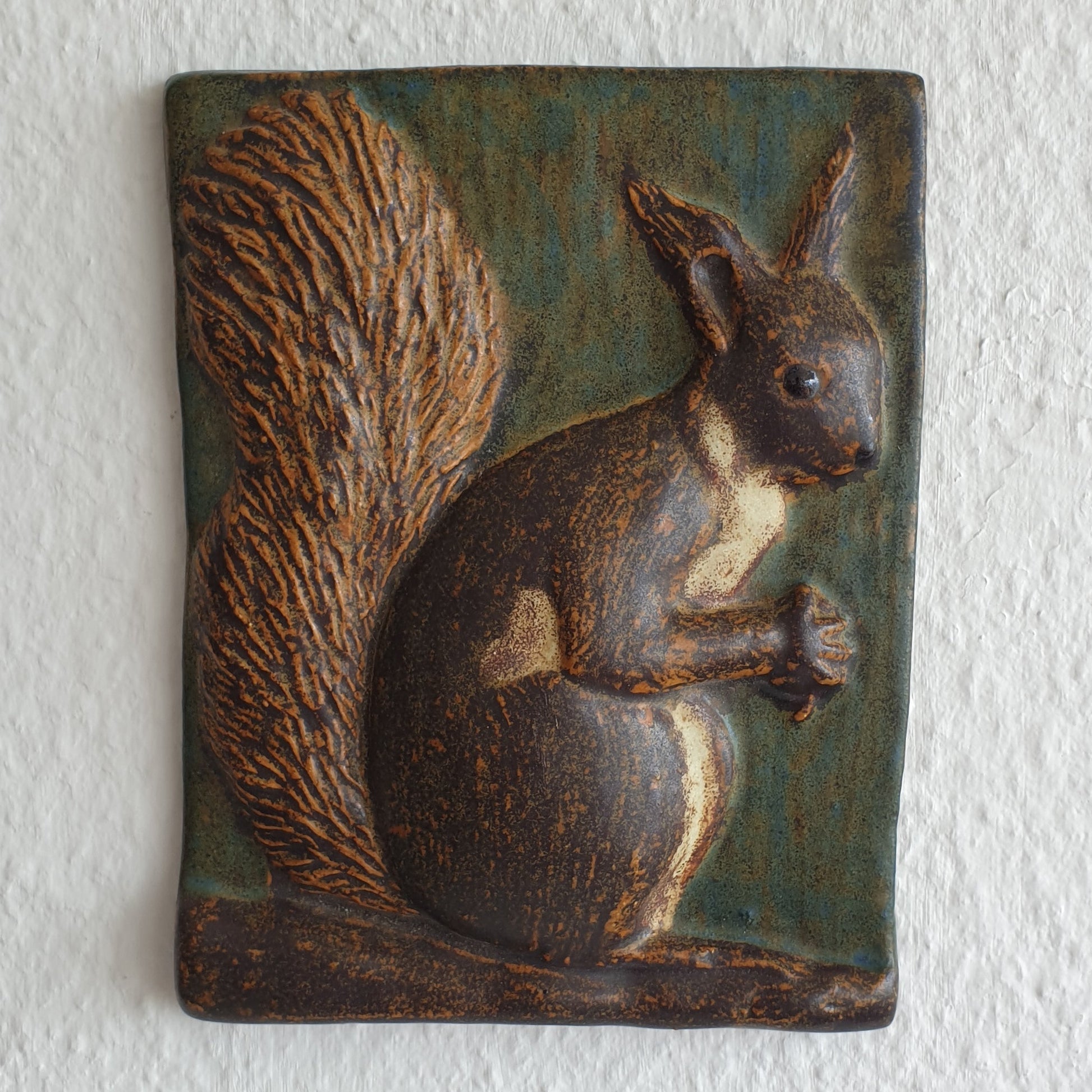 EJVIND NIELSEN Wood Squirrel Stoneware Wall Plaque Mollaris.com 