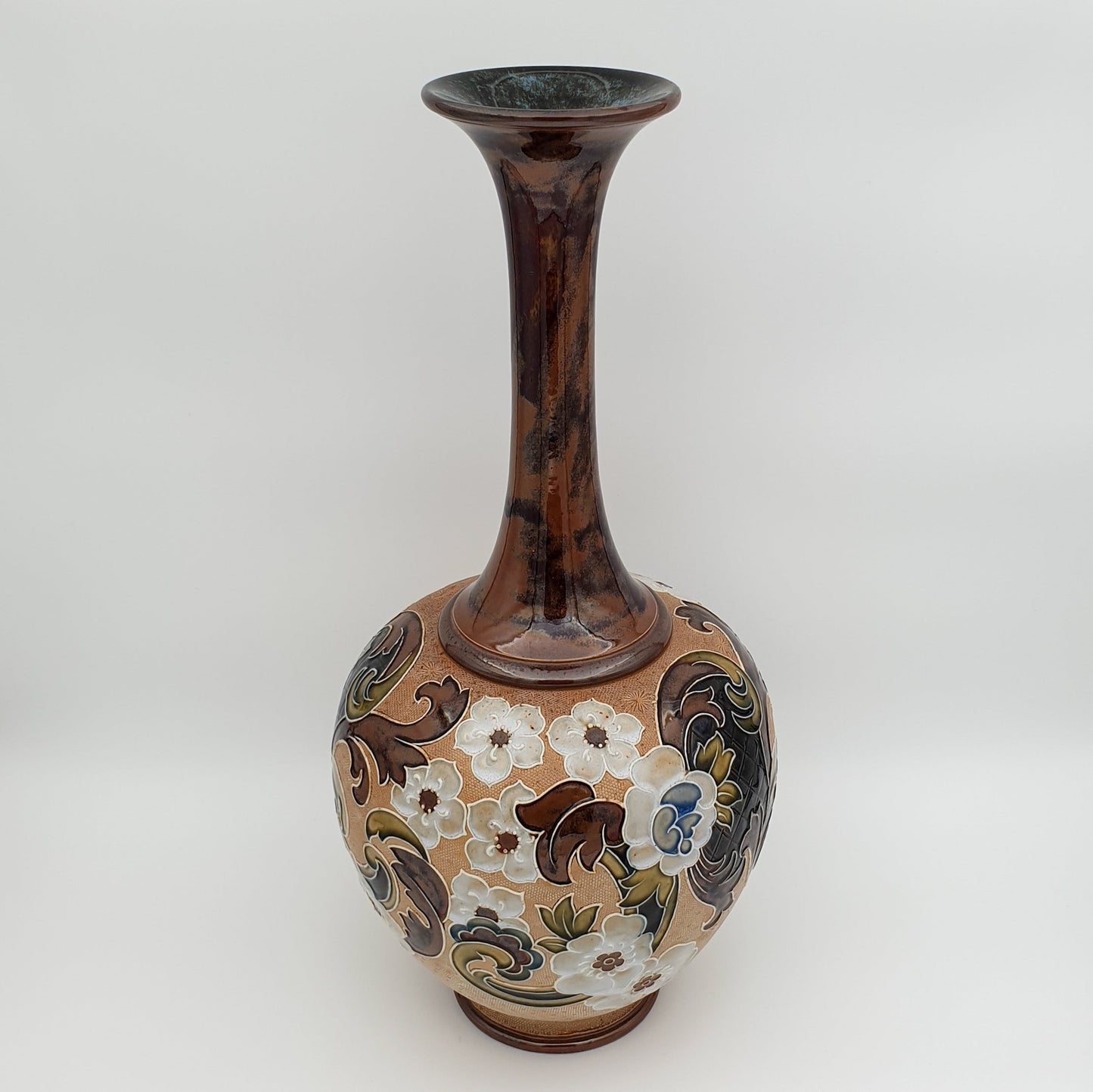 ELEANOR TOSEN Doulton Lambeth Flowers and Leaves Stoneware Vase Mollaris.com 