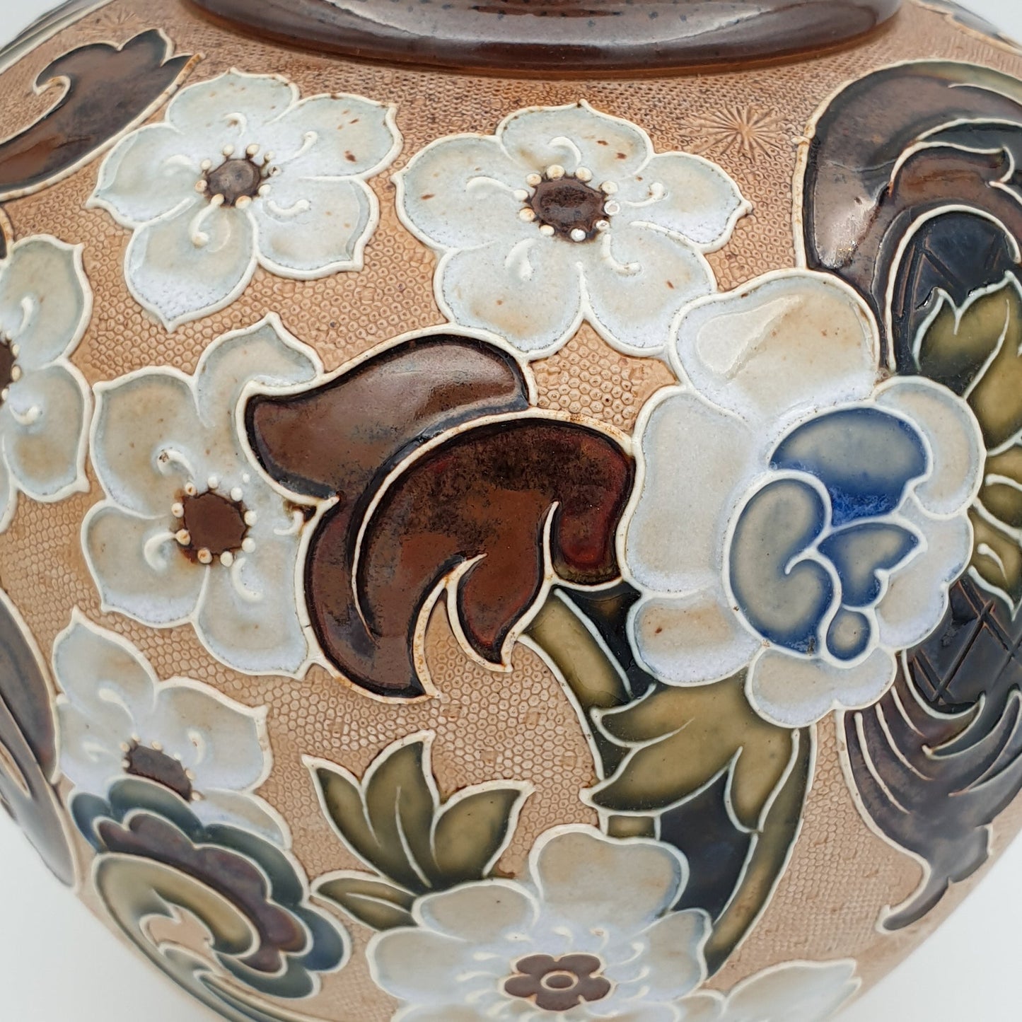 ELEANOR TOSEN Doulton Lambeth Flowers and Leaves Stoneware Vase Mollaris.com 
