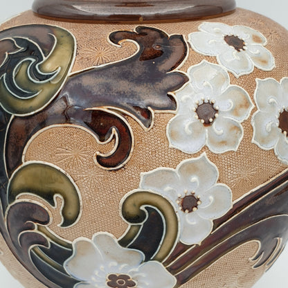 ELEANOR TOSEN Doulton Lambeth Flowers and Leaves Stoneware Vase Mollaris.com 
