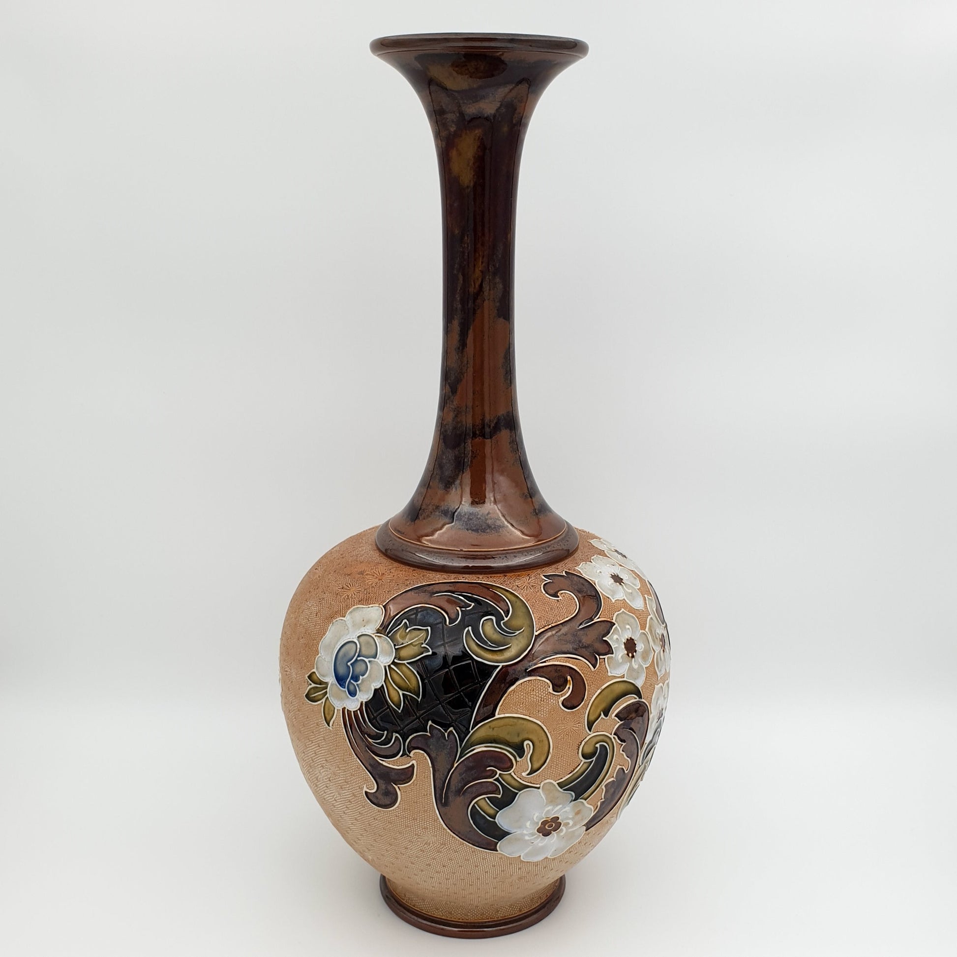 ELEANOR TOSEN Doulton Lambeth Flowers and Leaves Stoneware Vase Mollaris.com 