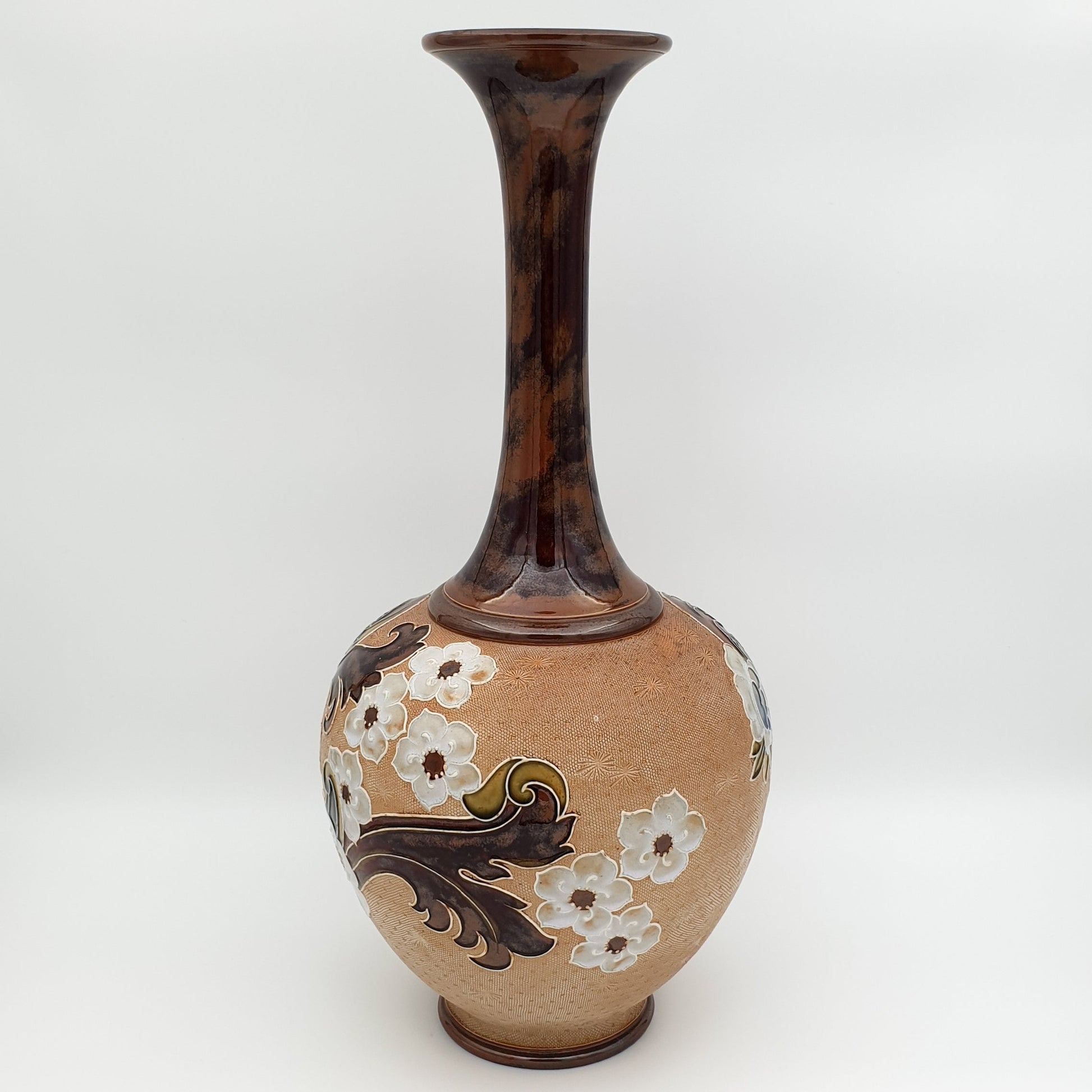 ELEANOR TOSEN Doulton Lambeth Flowers and Leaves Stoneware Vase Mollaris.com 
