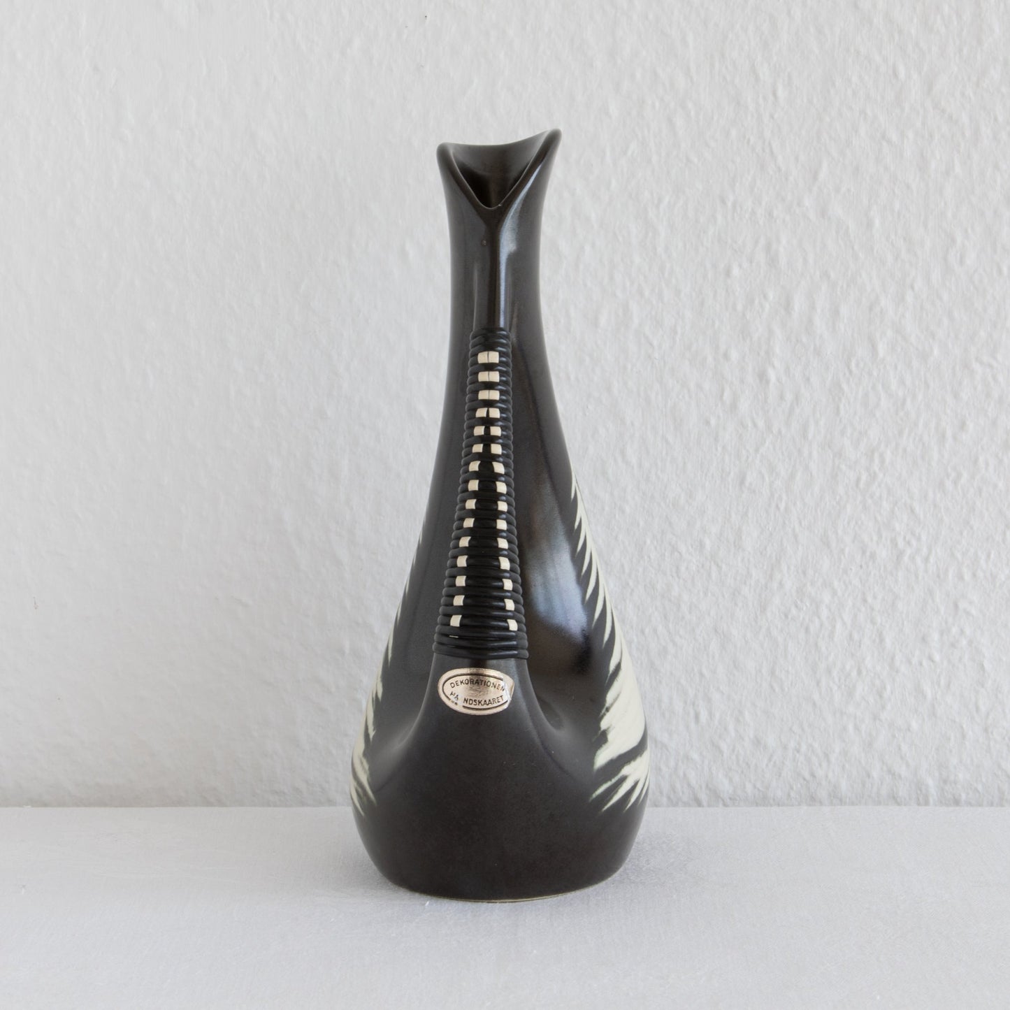 ELISABETH LOHOLT Black Glazed Asymmetrical Ceramic Pitcher Vase Mollaris.com 
