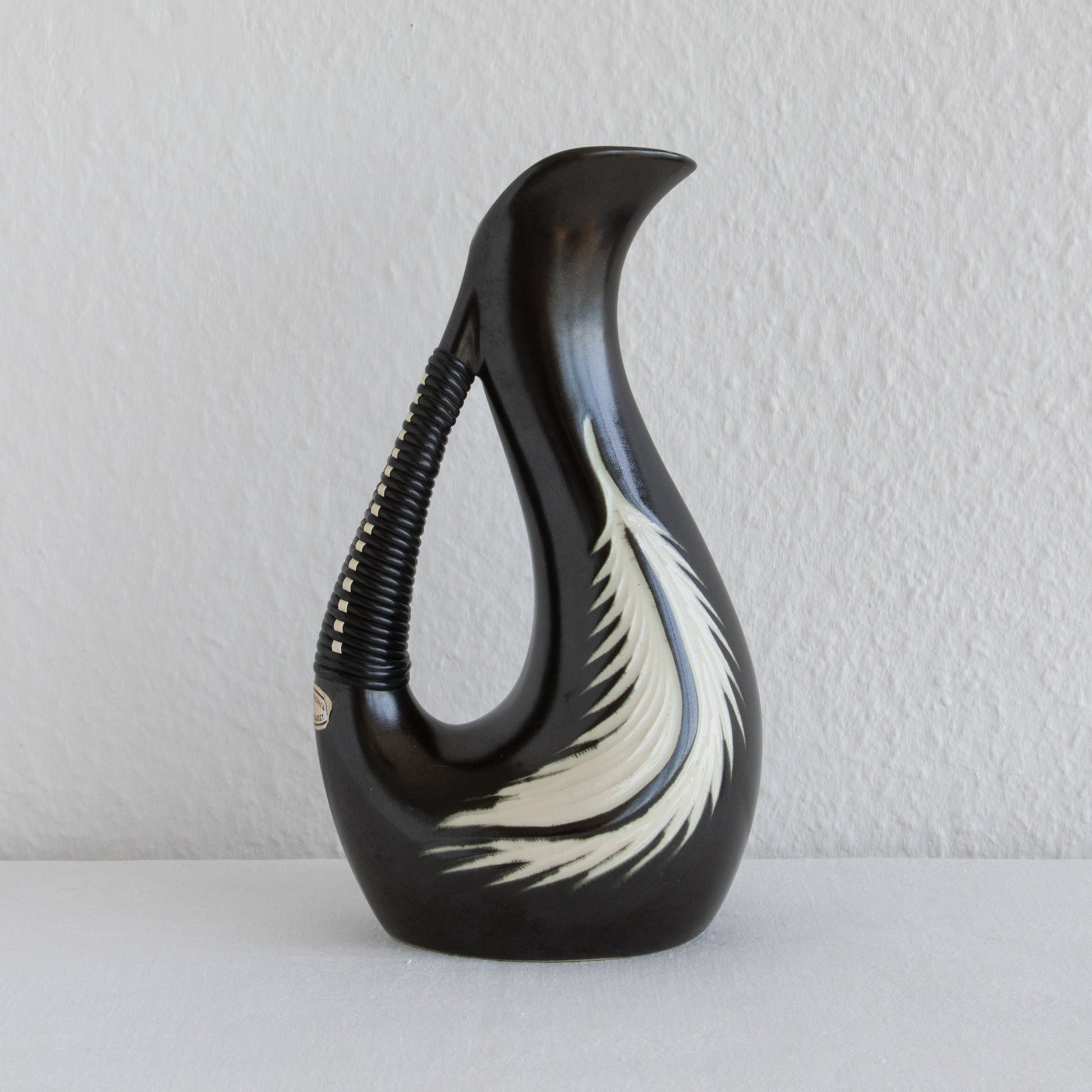ELISABETH LOHOLT Black Glazed Asymmetrical Ceramic Pitcher Vase Mollaris.com 