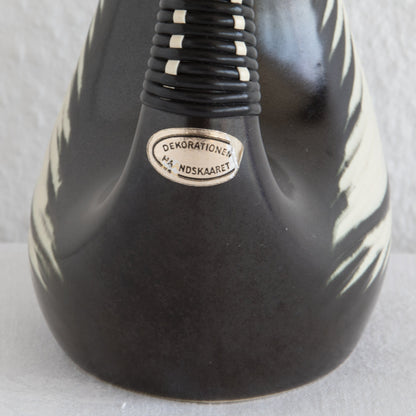 ELISABETH LOHOLT Black Glazed Asymmetrical Ceramic Pitcher Vase Mollaris.com 