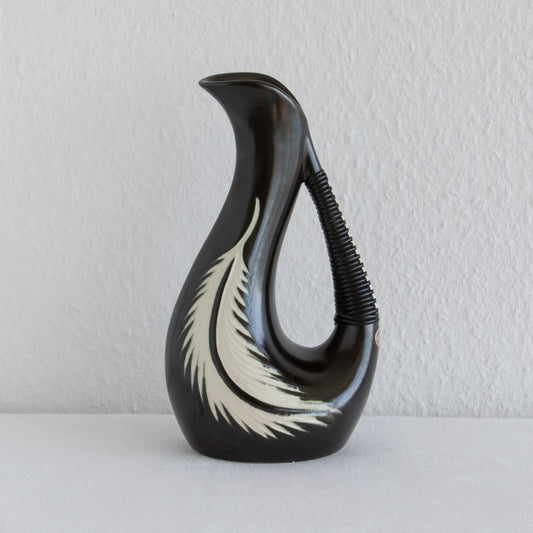 ELISABETH LOHOLT Black Glazed Asymmetrical Ceramic Pitcher Vase Mollaris.com 