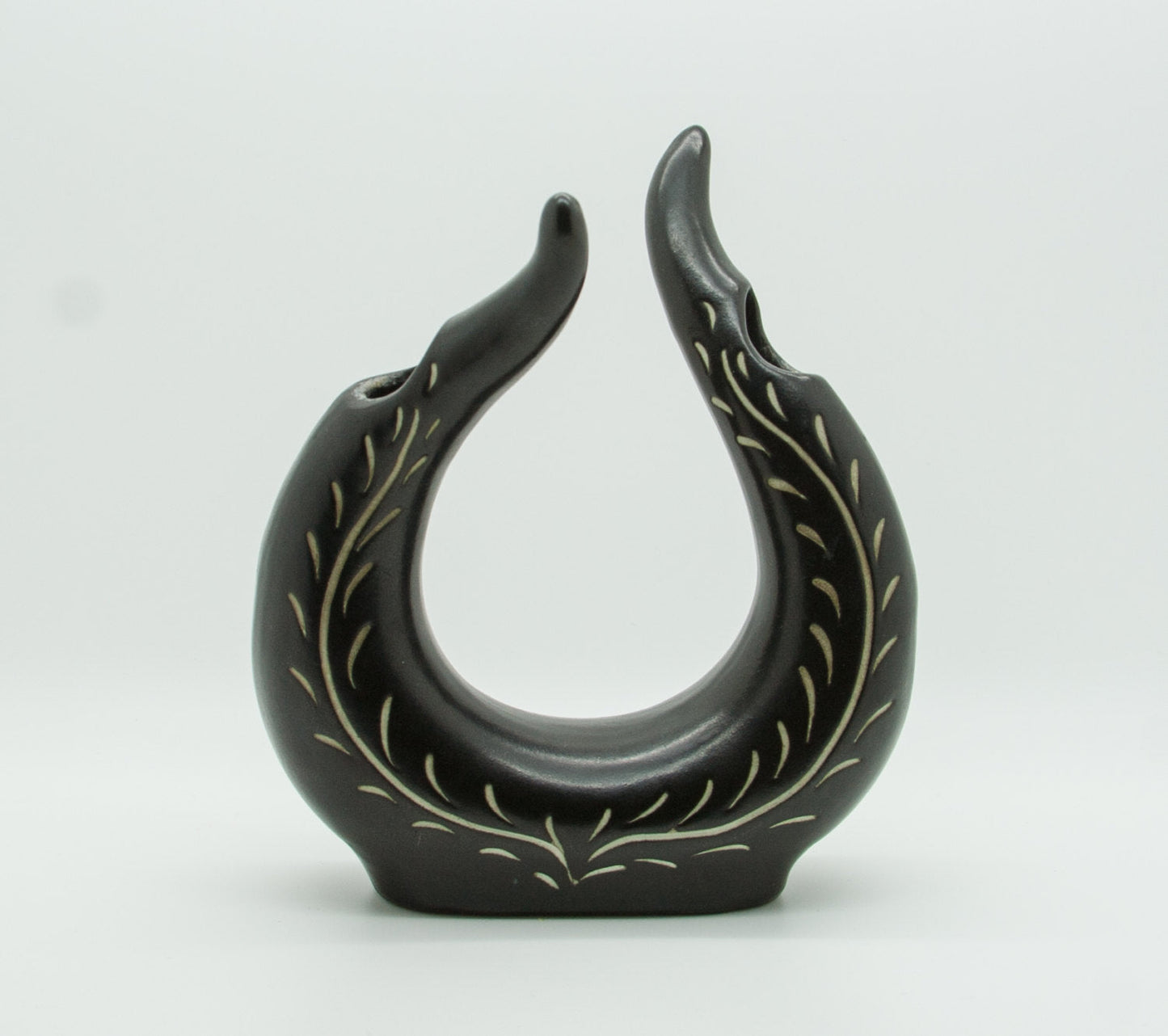ELISABETH LOHOLT Black Glazed Asymmetrical Double Ceramic Vase Mollaris.com 
