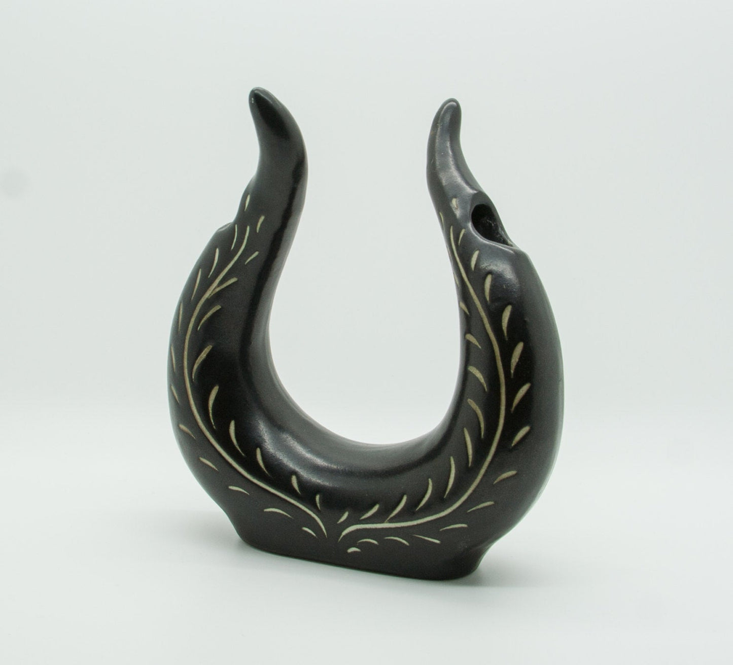 ELISABETH LOHOLT Black Glazed Asymmetrical Double Ceramic Vase Mollaris.com 