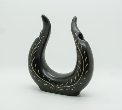 ELISABETH LOHOLT Black Glazed Asymmetrical Double Ceramic Vase Mollaris.com 