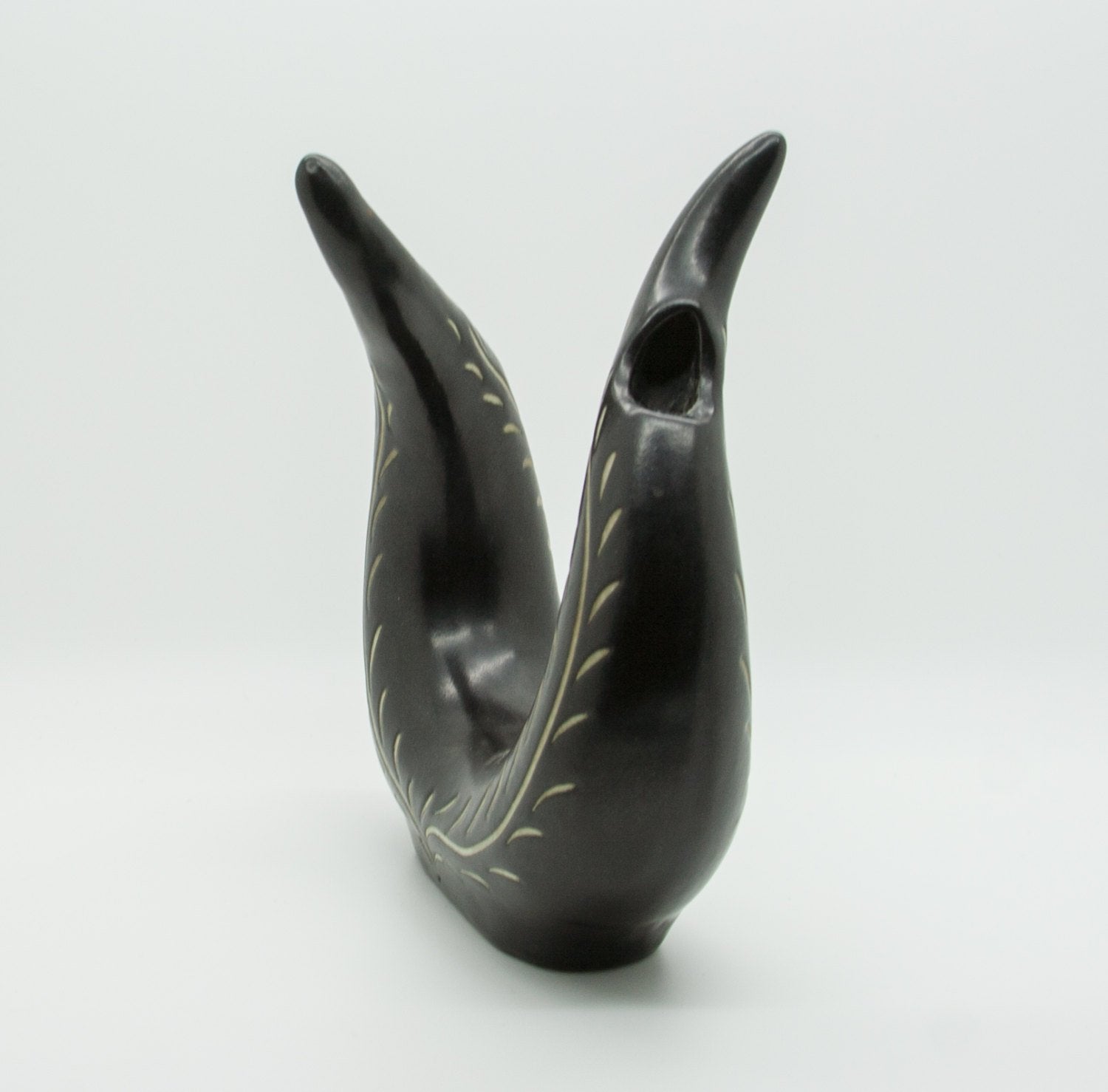 ELISABETH LOHOLT Black Glazed Asymmetrical Double Ceramic Vase Mollaris.com 