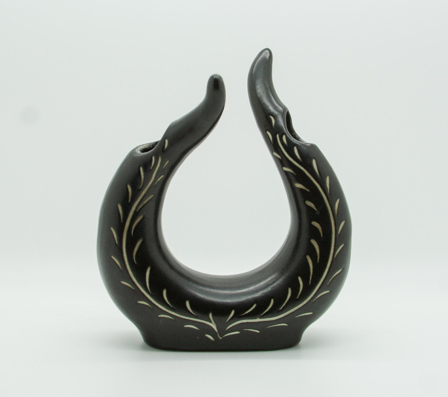 ELISABETH LOHOLT Black Glazed Asymmetrical Double Ceramic Vase Mollaris.com 