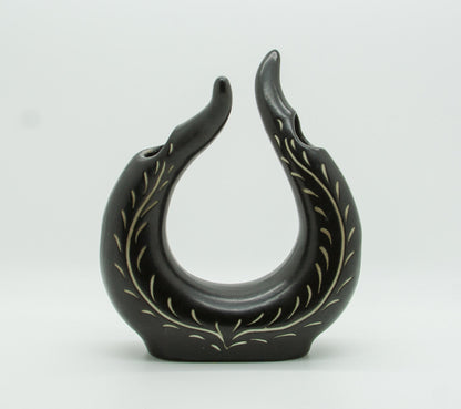 ELISABETH LOHOLT Black Glazed Asymmetrical Double Ceramic Vase Mollaris.com 