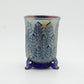 FENTON Carnival Glass Blue LEAF TIERS Tumbler Mollaris.com 