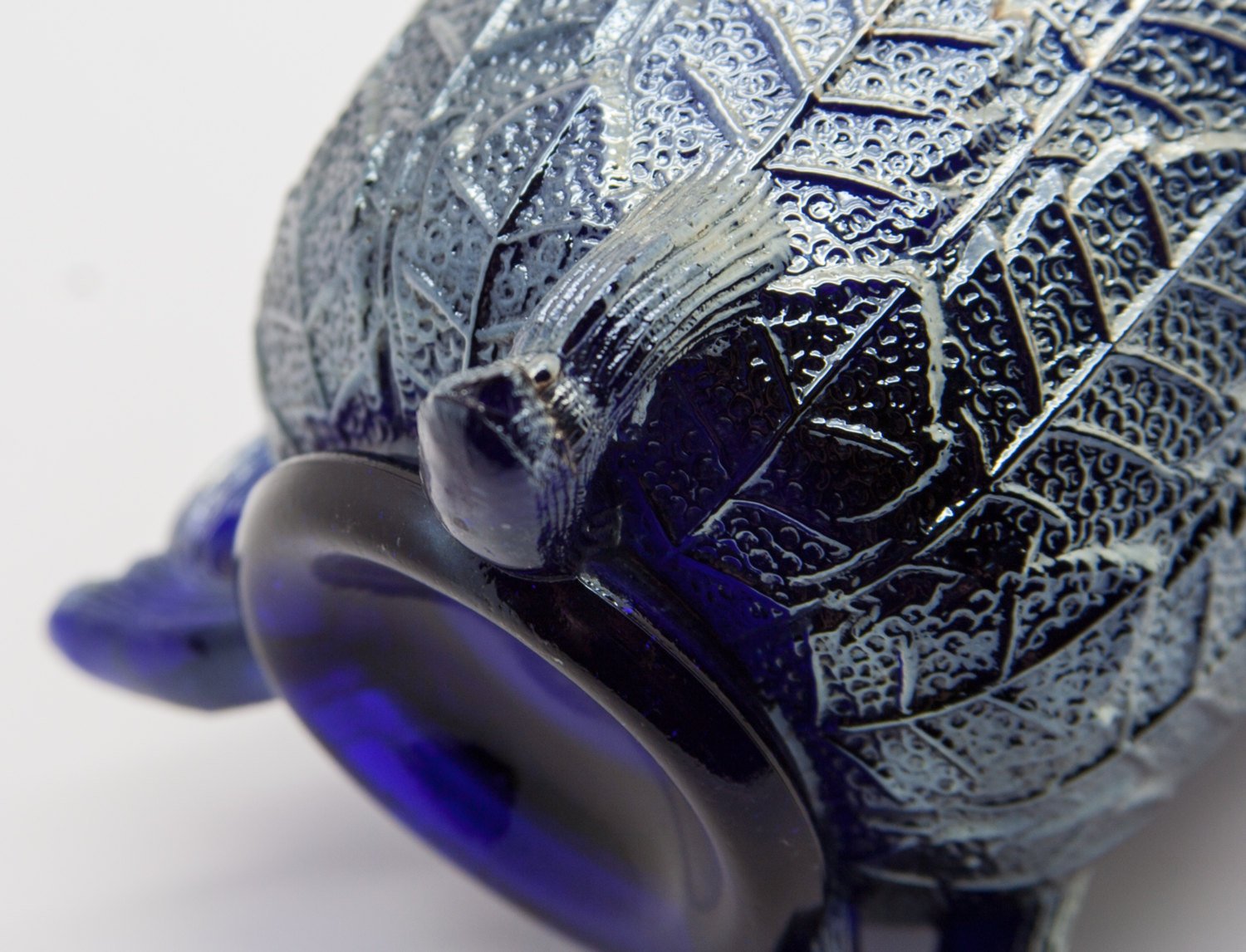 FENTON Carnival Glass Blue LEAF TIERS Tumbler Mollaris.com 