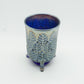 FENTON Carnival Glass Blue LEAF TIERS Tumbler Mollaris.com 