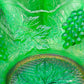 FENTON Carnival Glass Emerald Green CONCORD Ruffled 3/1 Edge Bowl Grape Lattice Mollaris.com 