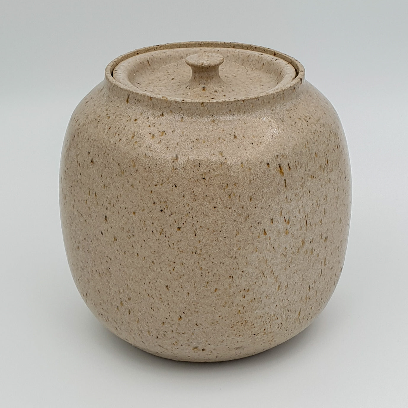 FINN BUKHAVE Studio Contemporary Brown Abstract Shrubs Pattern Lidded Stoneware Jar Mollaris.com 