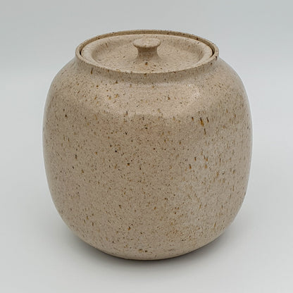 FINN BUKHAVE Studio Contemporary Brown Abstract Shrubs Pattern Lidded Stoneware Jar Mollaris.com 