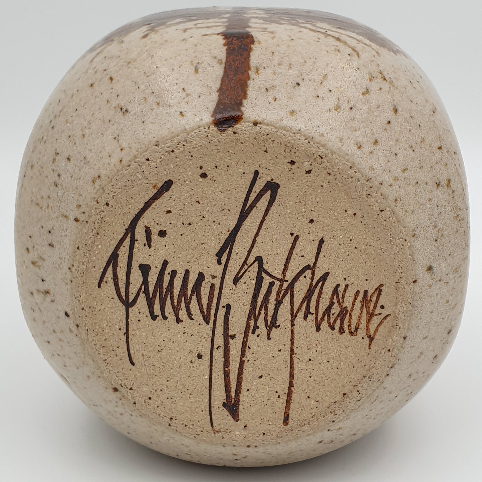 FINN BUKHAVE Studio Contemporary Brown Abstract Shrubs Pattern Lidded Stoneware Jar Mollaris.com 