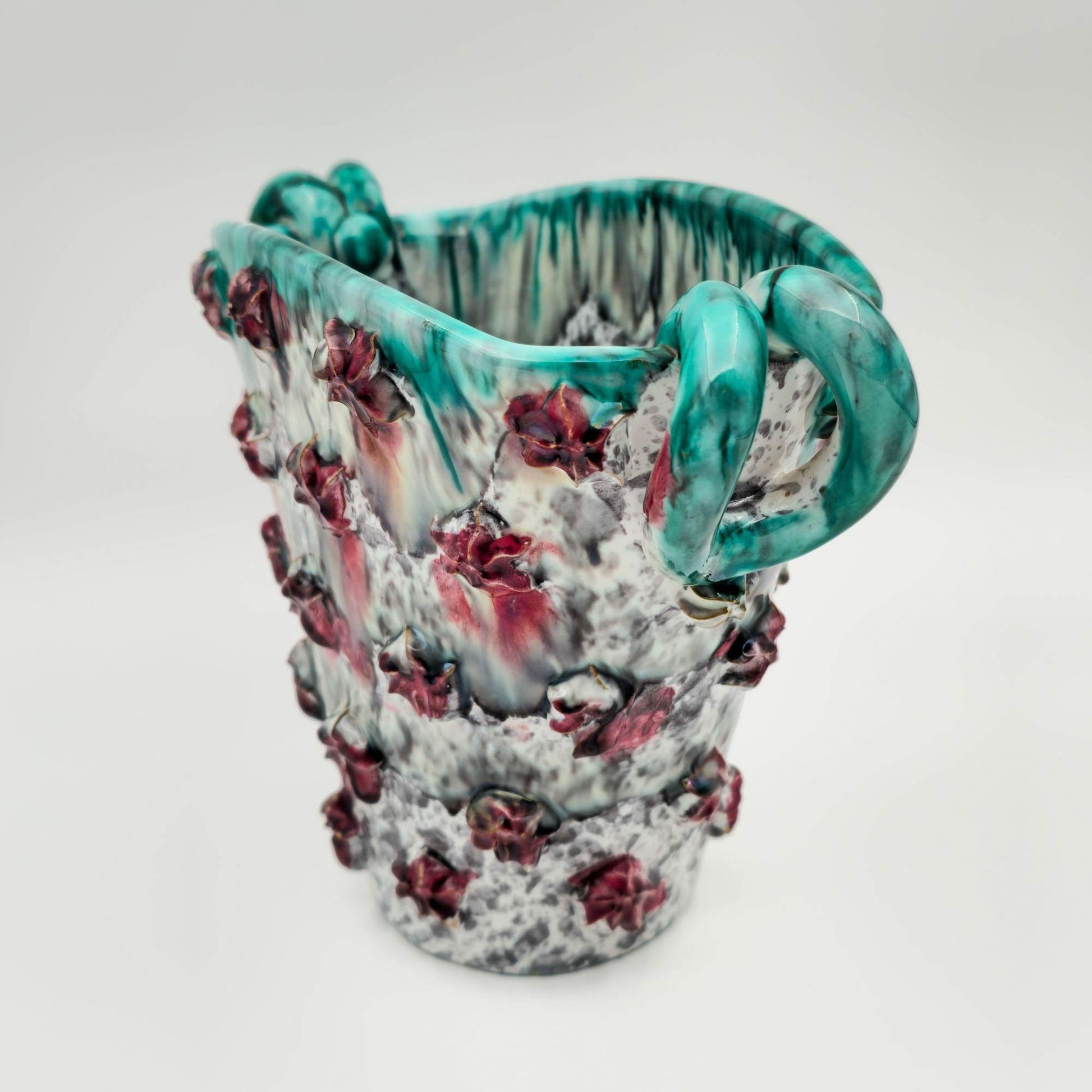 FRATELLI FANCIULLACCI Stars Decorated Burgundy Red Glazed Fan-shaped Ceramic Vase Mollaris.com 