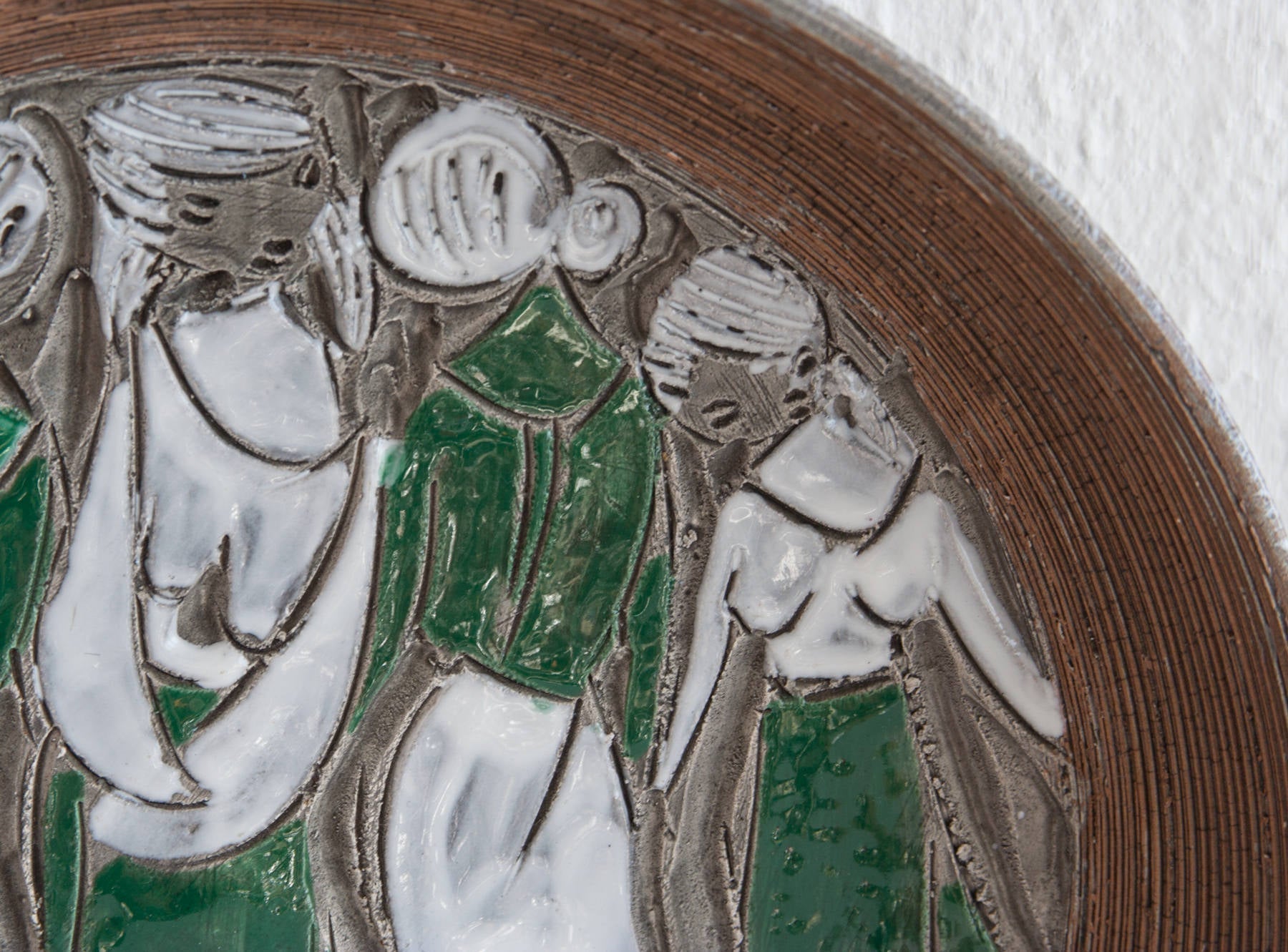 FRATELLI FANCIULLACCI White Green Sgrafitto Decorated Ceramic Bowl Mollaris.com 