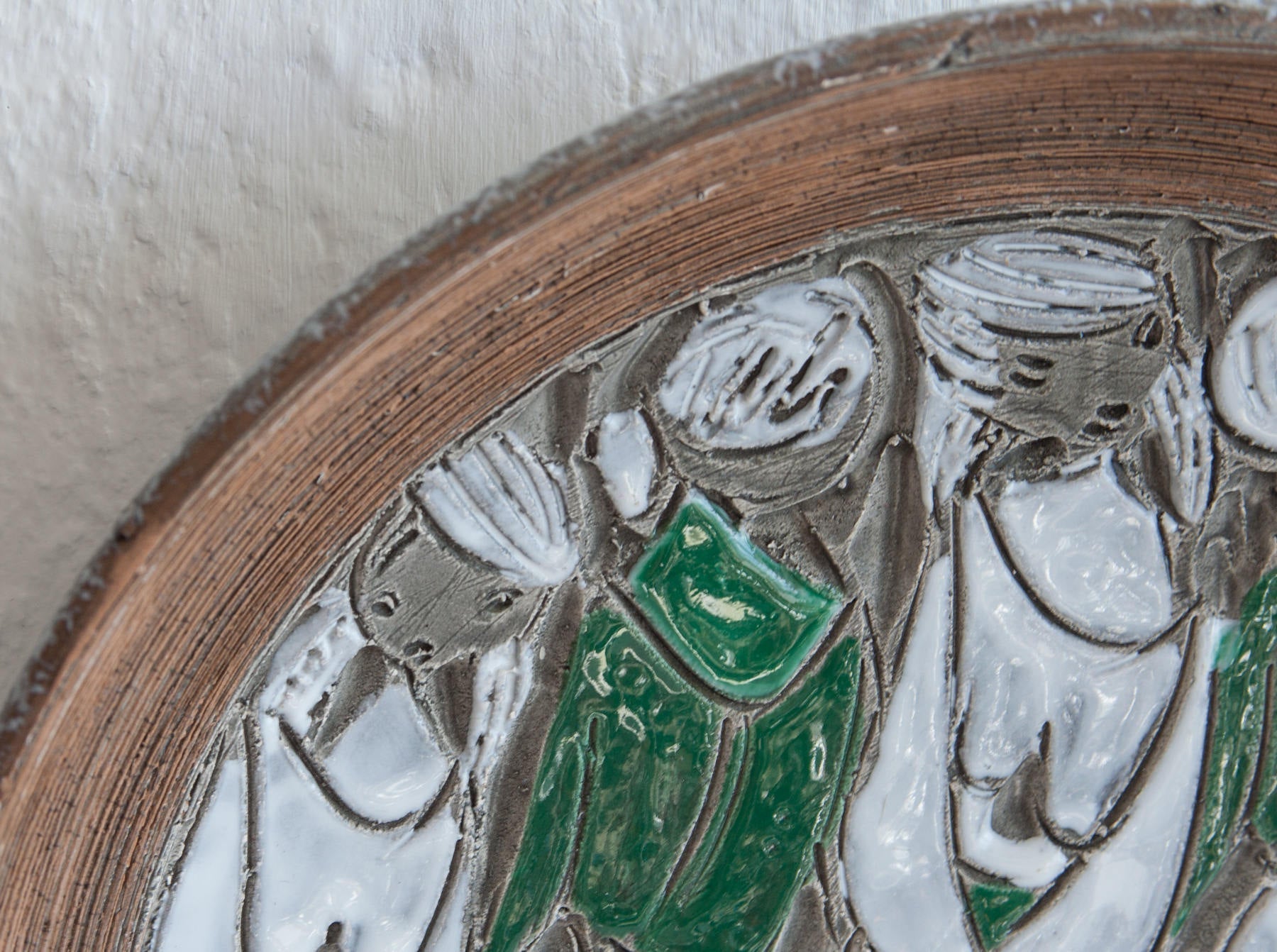 FRATELLI FANCIULLACCI White Green Sgrafitto Decorated Ceramic Bowl Mollaris.com 