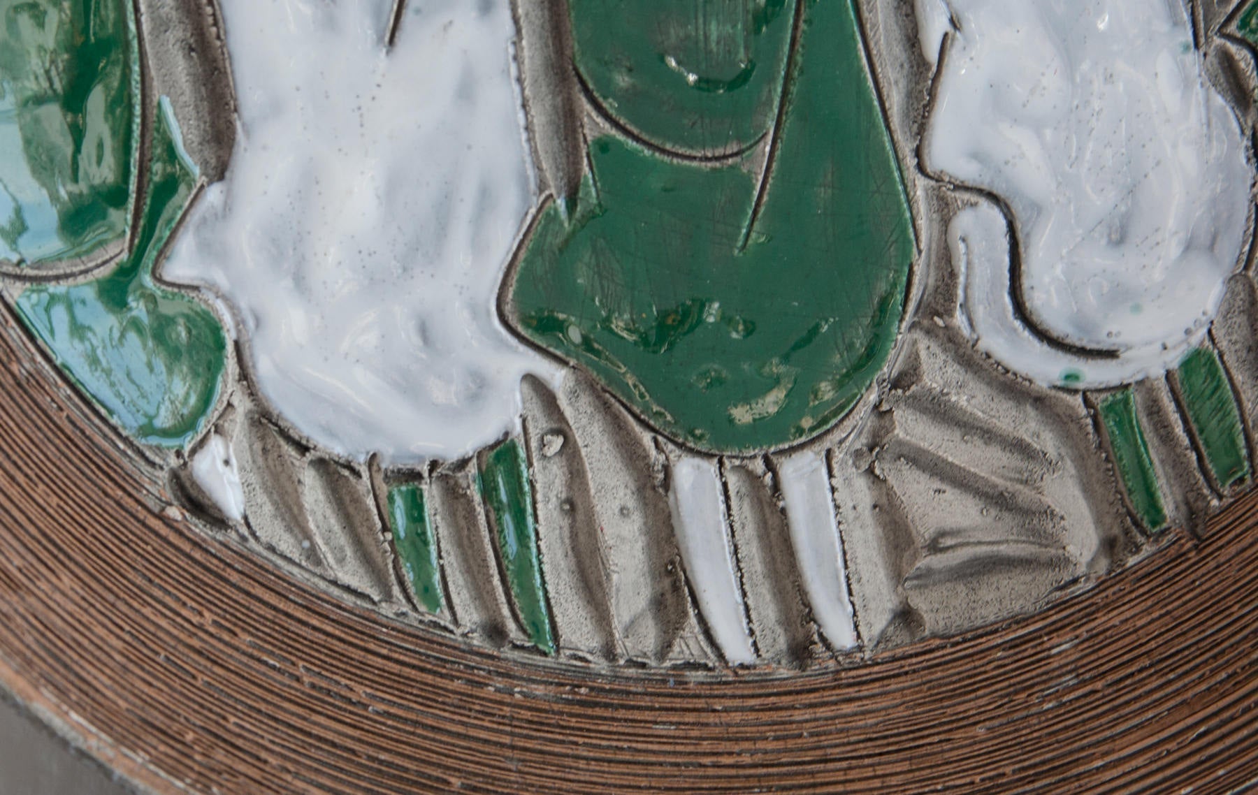 FRATELLI FANCIULLACCI White Green Sgrafitto Decorated Ceramic Bowl Mollaris.com 