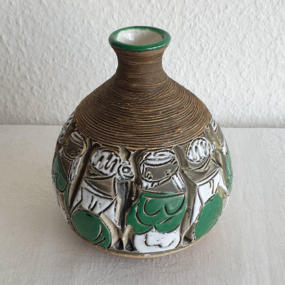 FRATELLI FANCIULLACCI White Green Sgrafitto Decorated Ceramic Vase Mollaris.com 
