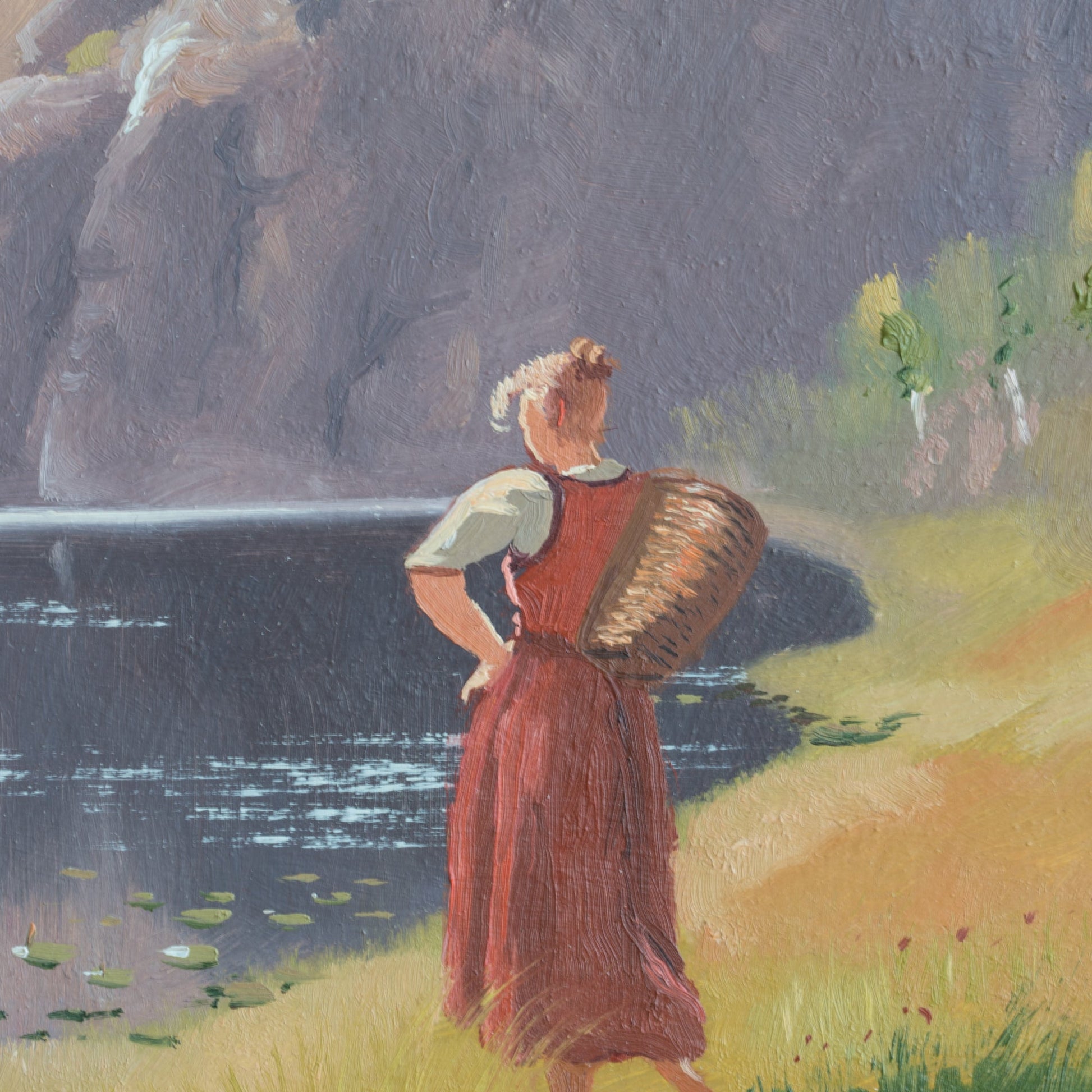 FREDDI LARSEN Naturalist Mountain Lake Scene Painting Mollaris.com 