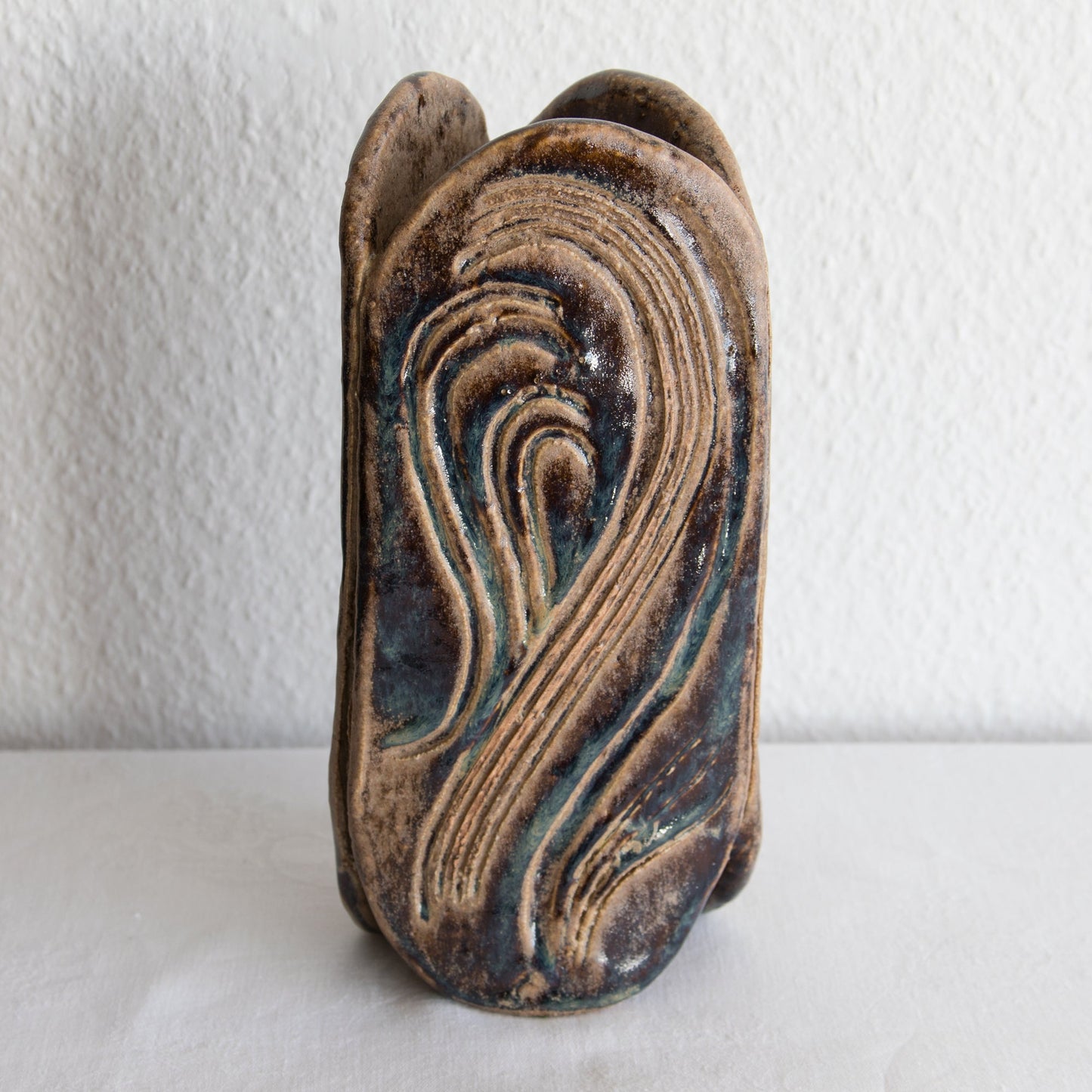FRIDTJOF SEJERSEN Sejer Keramik Triangular Shaped Brown Glazed Unique Stoneware Vase Mollaris.com 