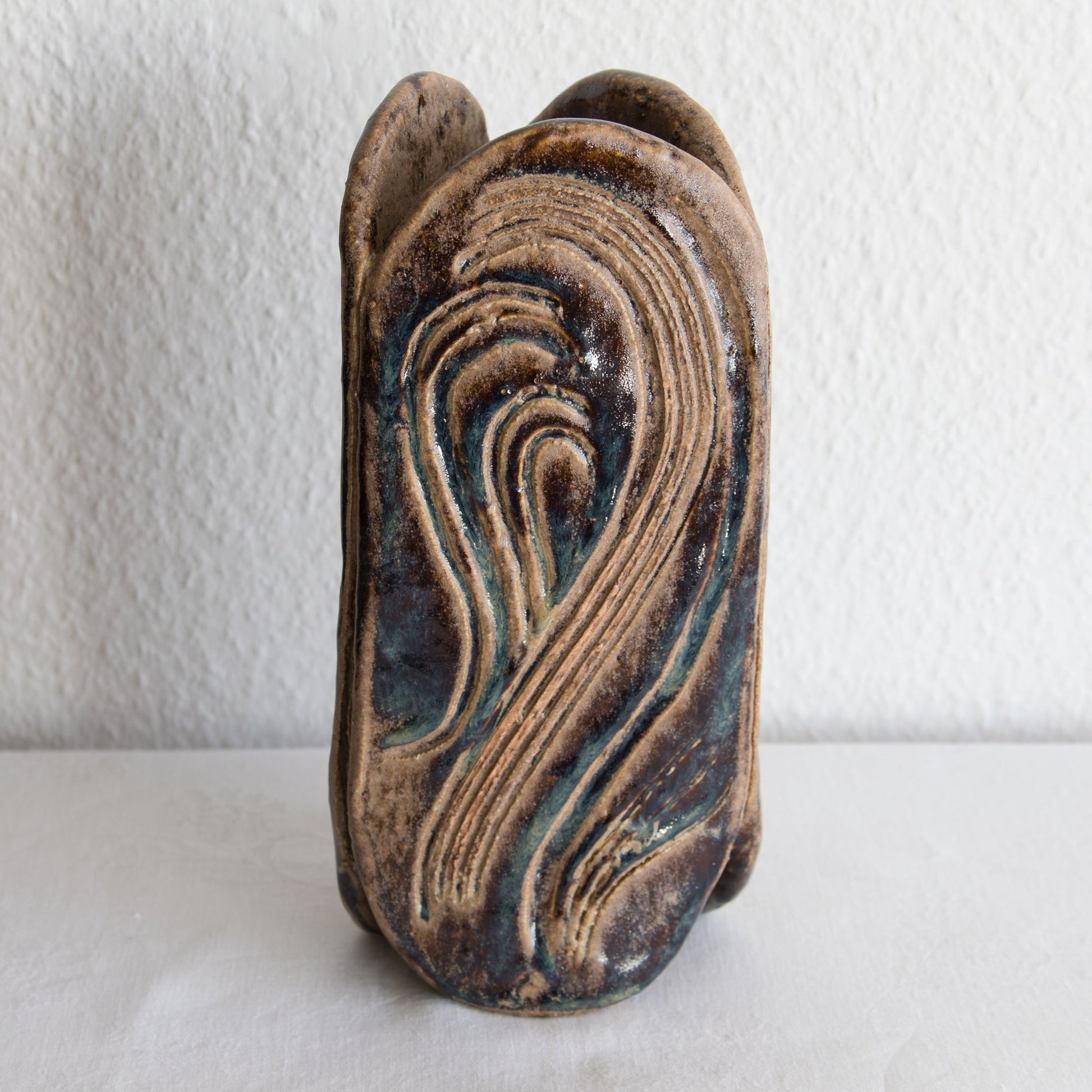 FRIDTJOF SEJERSEN Sejer Keramik Triangular Shaped Brown Glazed Unique Stoneware Vase Mollaris.com 